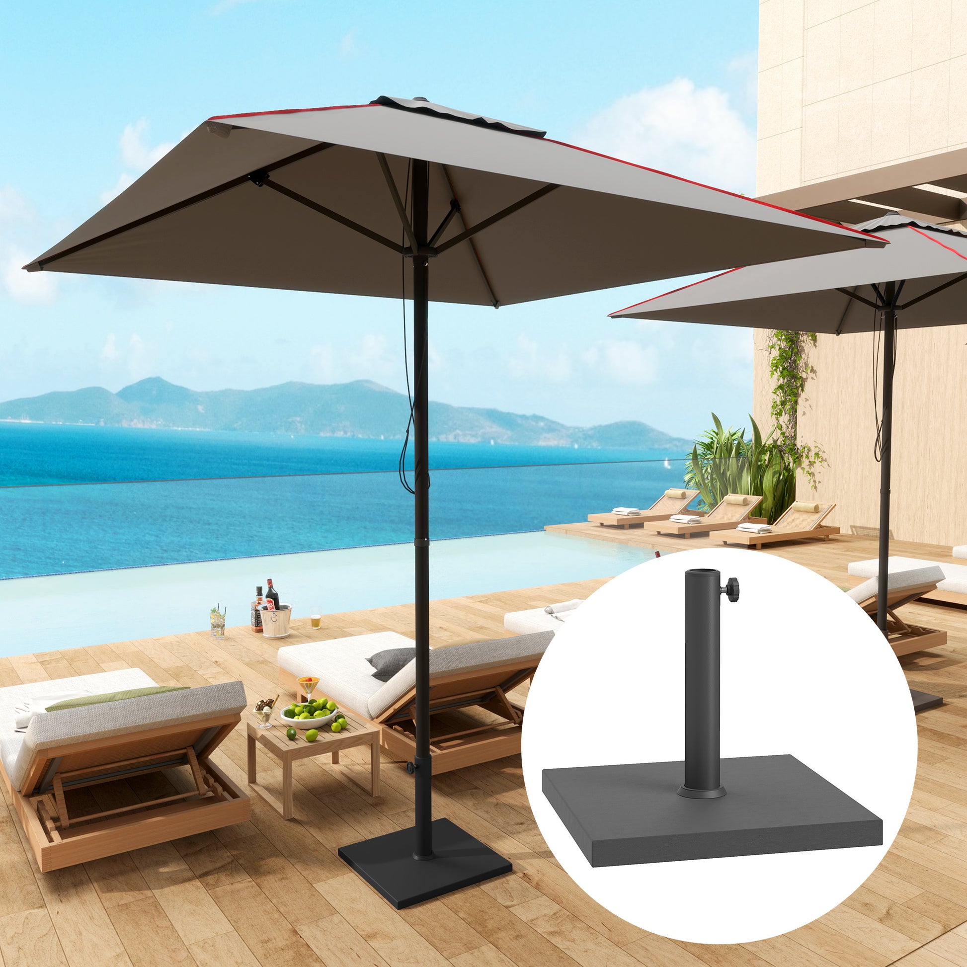 Outsunny Base para Sombrilla Soporte para Parasol con Relleno de Cemento Pie para Sombrillas Cuadrada para Poste de Parasol de Ø38/48 mm Negro