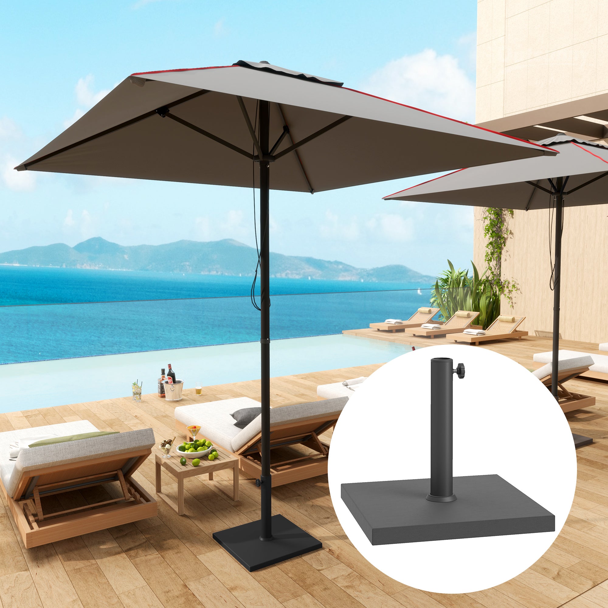 Outsunny Base para Sombrilla Soporte para Parasol con Relleno de Cemento Pie para Sombrillas Cuadrada para Poste de Parasol de Ø38/48 mm Negro