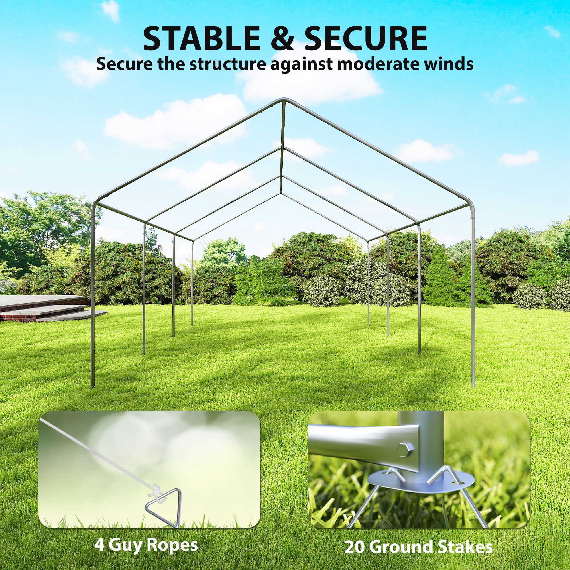 Outsunny Carpa para Fiesta 4x6 m, Carpa de Jardín con Estructura Acero Galvanizado, Laterales Extraíbles, 2 Puertas con Cremallera, 6 Ventanas, UPF30+, Cenador Gazabo para Boda, Eventos, Gris y Blanco