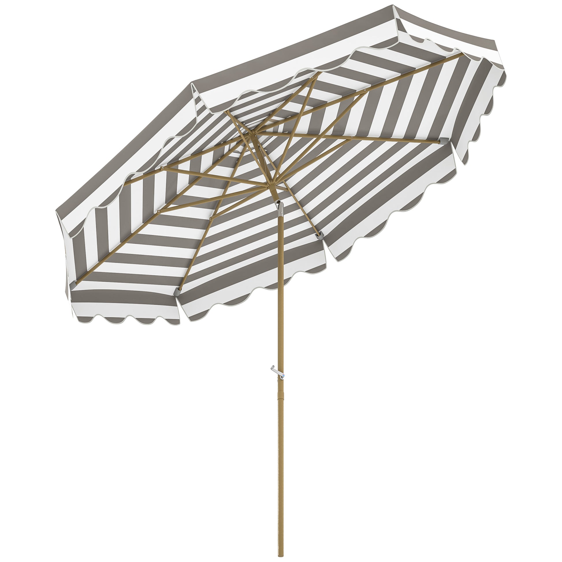 Outsunny Sombrilla Terraza Exterior Ø268 cm Sombrilla de Jardín con Ángulo Inclinable y Manivela Protección UV 50+ Parasol para Patio Terraza Gris y Blanco