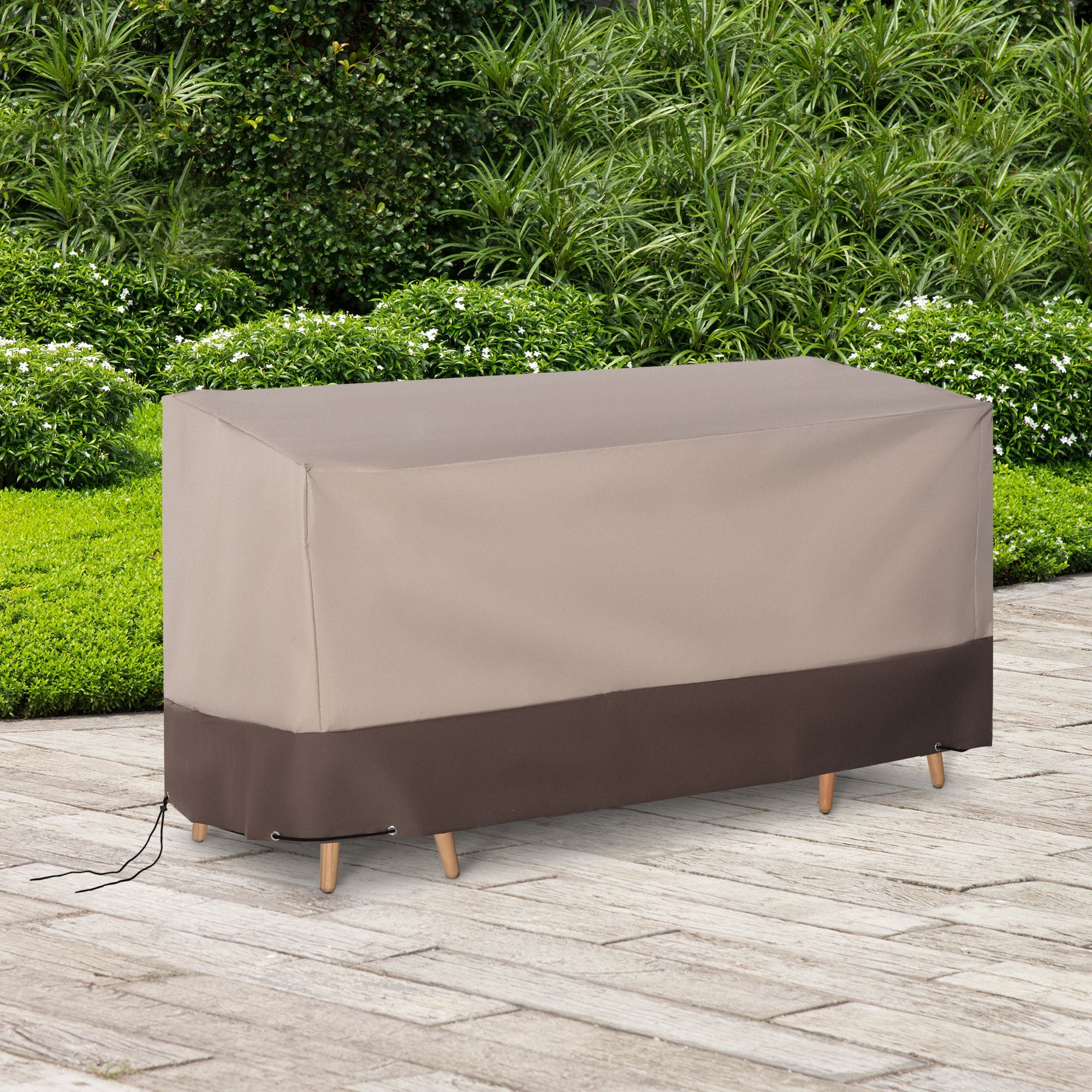Outsunny Funda para Muebles de Jardín 600D Oxford Protecció contra el Polvo los Rayos UV Cubierta para Mobiliario Exterior 127x72x76 cm para Mesas Sillas Sofás Marrón
