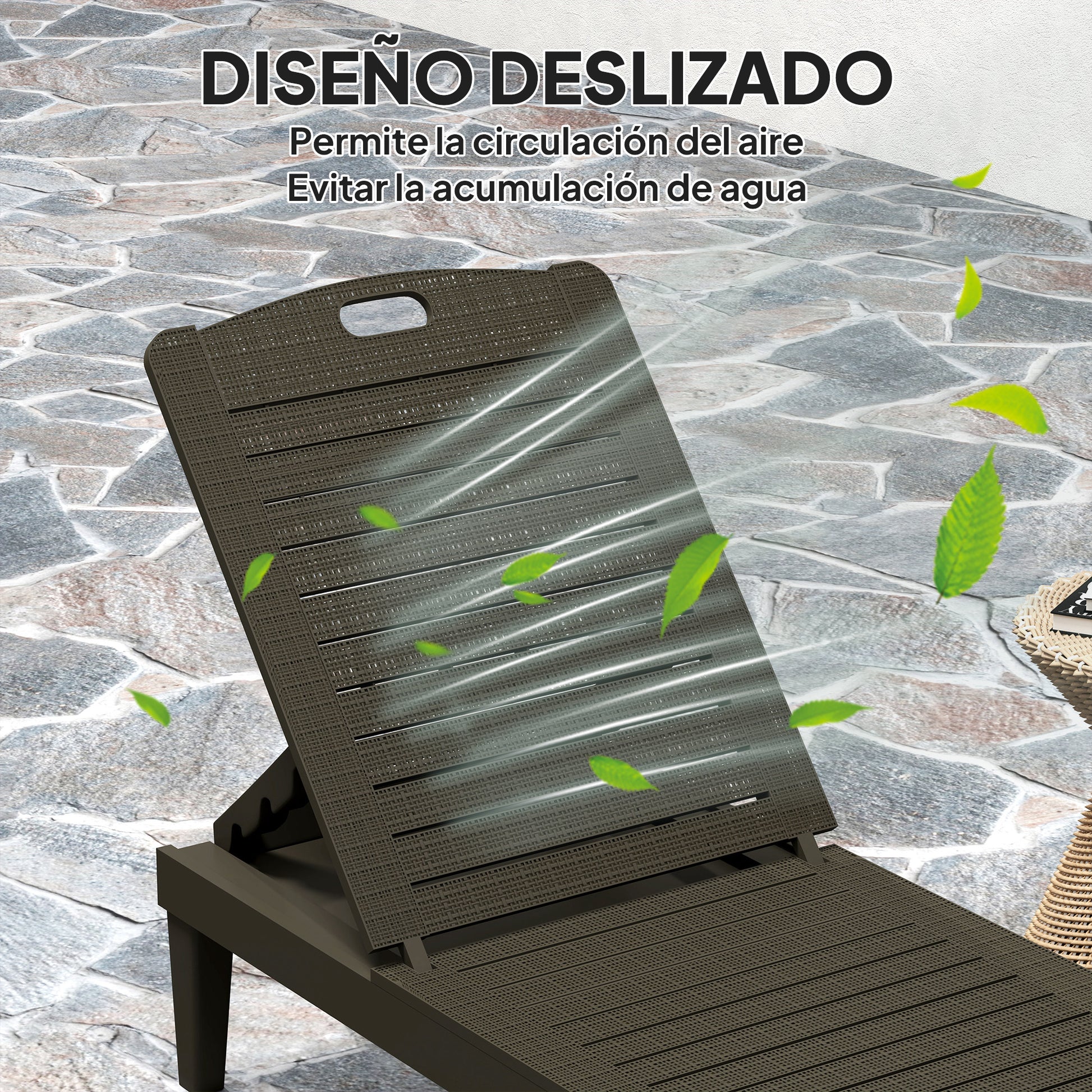Outsunny Pack de 2 Tumbonas de Jardín Exterior, Tumbonas Reclinables de Plástico PP con Respaldo Ajustable de 4 Niveles, Resistentes a la Intemperie, para Playa, Piscina, Negro