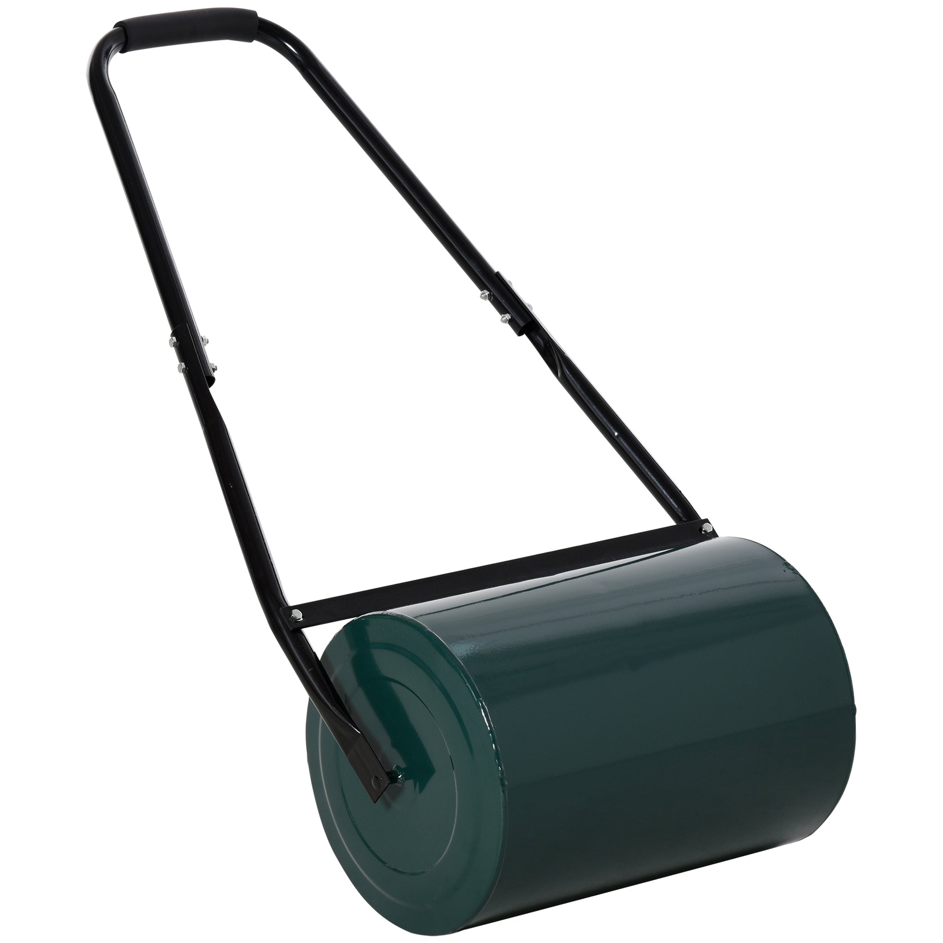 Outsunny Rodillo para Césped Ancho 50cm Ø30cm Rodillo de Césped de 30L Relleno de Arena o Agua con Mango en U para Jardín Granja Verde Oscuro