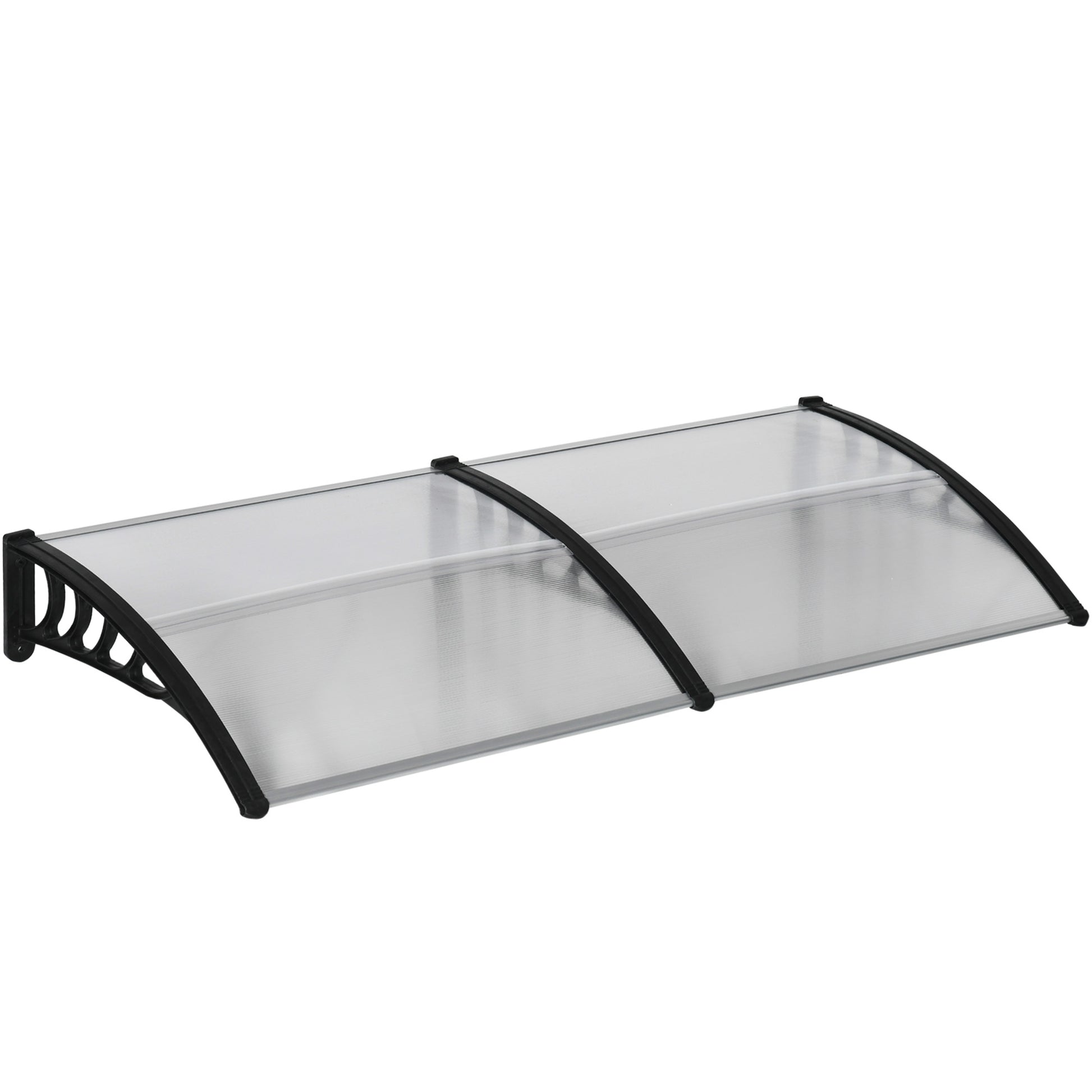 Outsunny Tejadillo de Protección 200x96x27 cm Marquesina Exterior para Puertas y Ventanas contra Sol y Lluvia con Soporte de PP Policarbonato Transparente