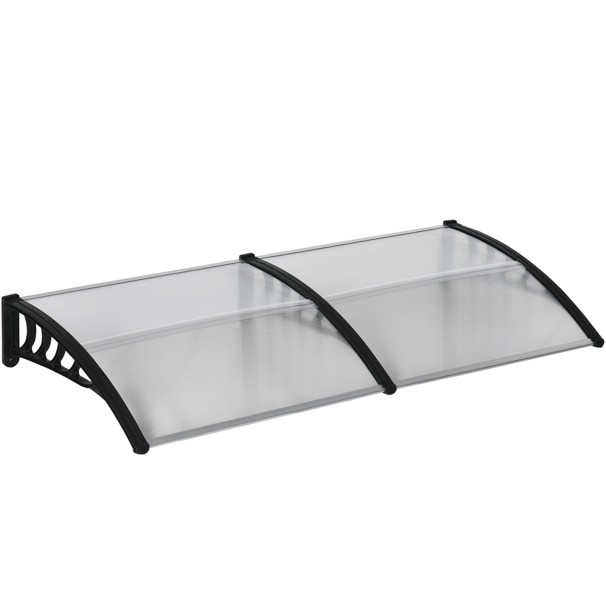 Outsunny Tejadillo de Protección 200x96x27 cm Marquesina Exterior para Puertas y Ventanas contra Sol y Lluvia con Soporte de PP Policarbonato Transparente