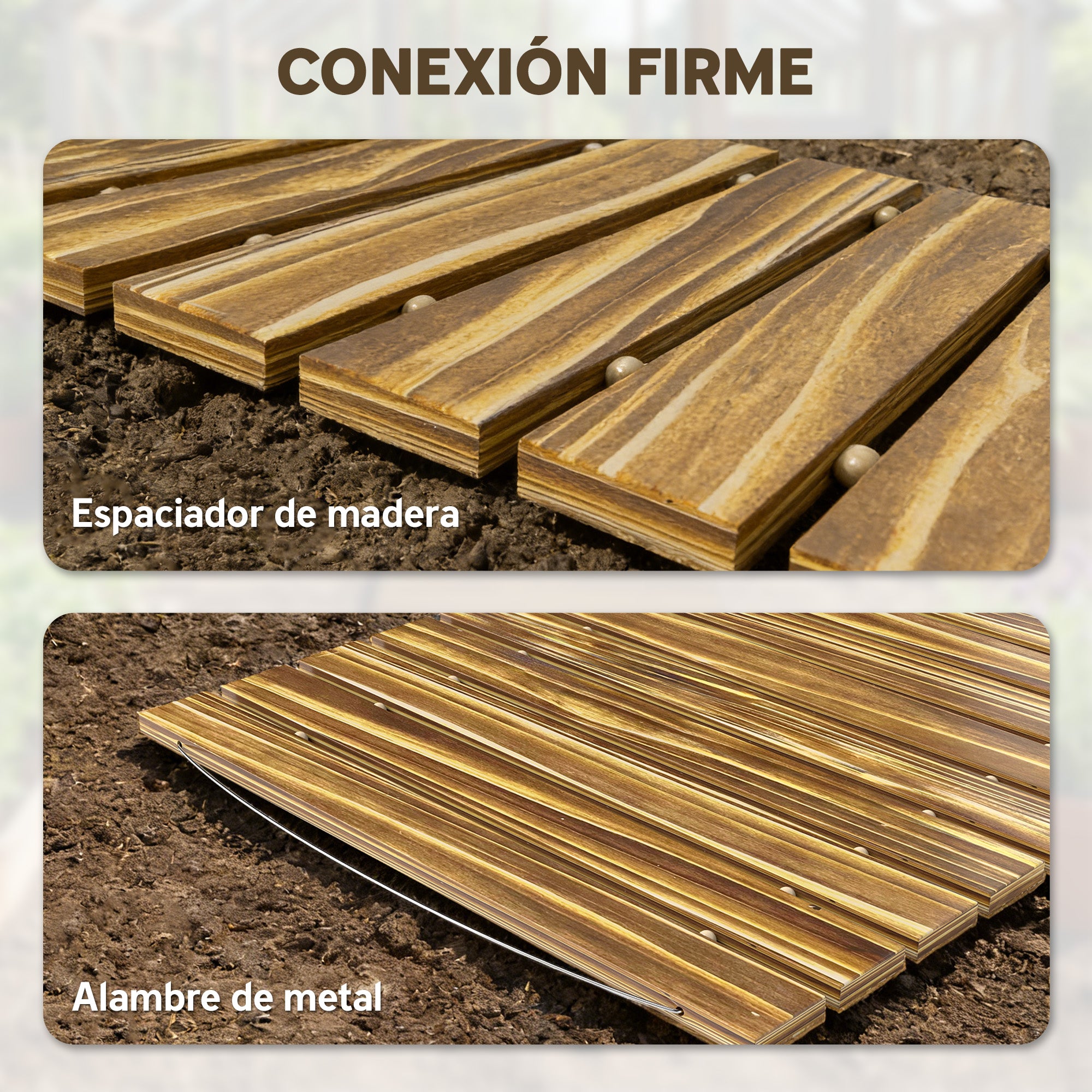 Outsunny Camino de Jardín de Madera 120x38 cm Pasarela Recta Enrollable para Exteriores Resistente a la Intemperie Decorativo de Jardín para Playa Boda Fiesta Carbonizado