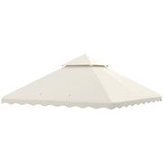 Outsunny Techo de Repuesto para Cenador 3x3 m Cubierta de Repuesto con Techo Doble y 10 Orificios de Drenaje Tela Poliéster para Carpa Pabellón Gazebo Crema