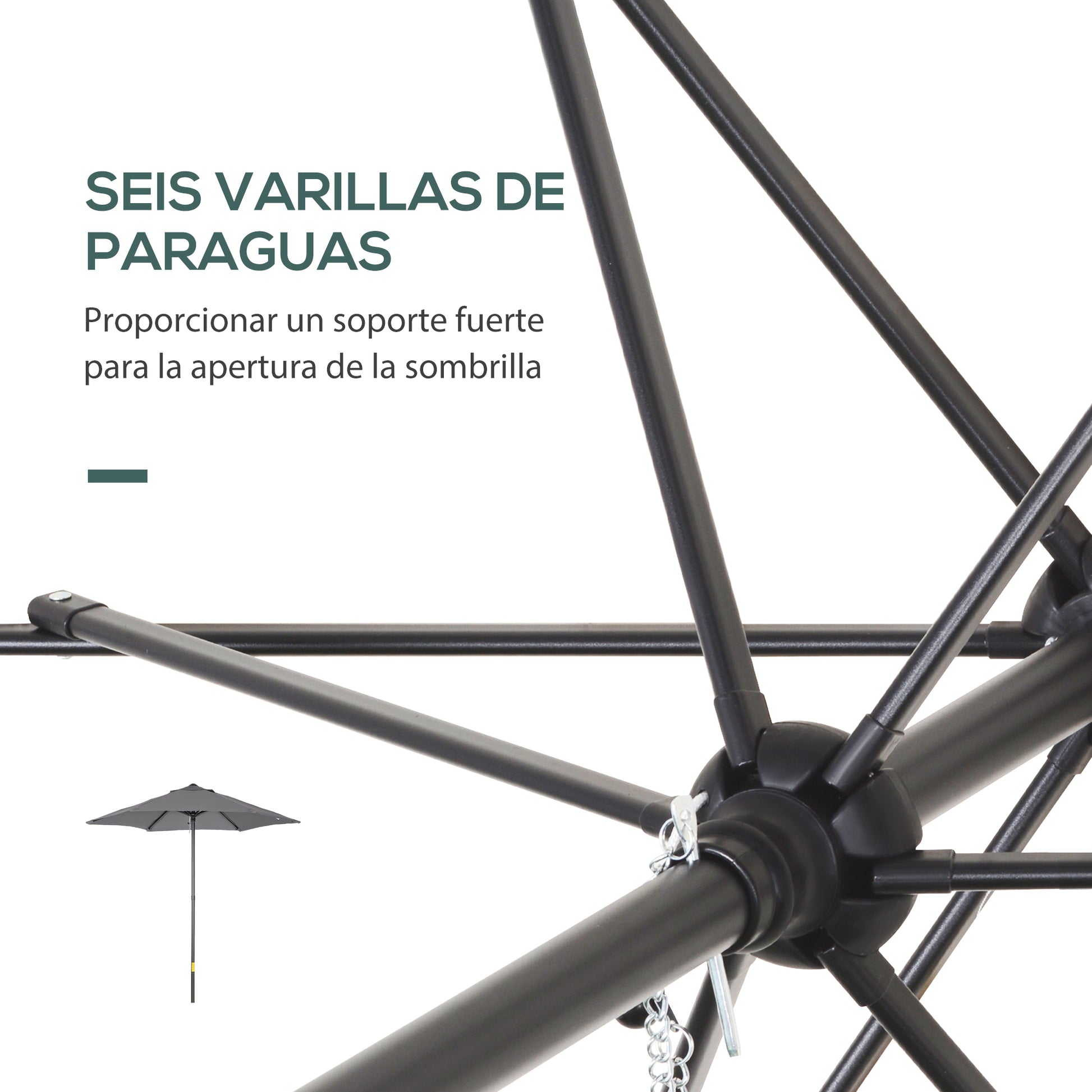 Outsunny Sombrilla de Terraza Exterior Ø2x2 m Parasol de Terraza Exterior con Techo de Ventilación y Poste Desmontable de Aluminio Sombrilla para Jardín Patio Gris Oscuro