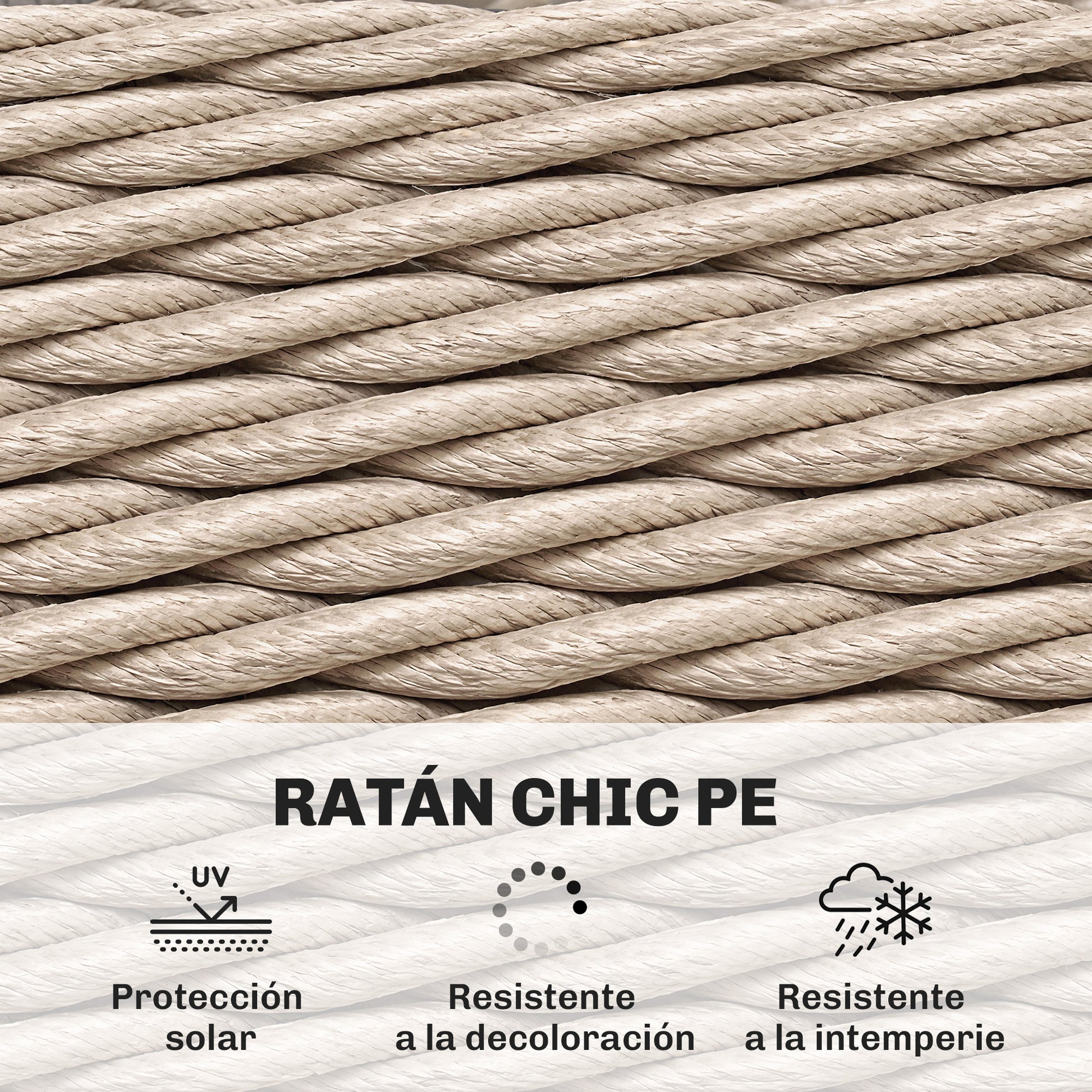 Outsunny Mesa de Jardín Exterior de Ratán, Mesita Auxiliar de Jardín con Estante, Tablero de Vidrio Templado, Estructura de Metal, para Terraza, Patio, Balcón, 65x65x50 cm, Amarillo