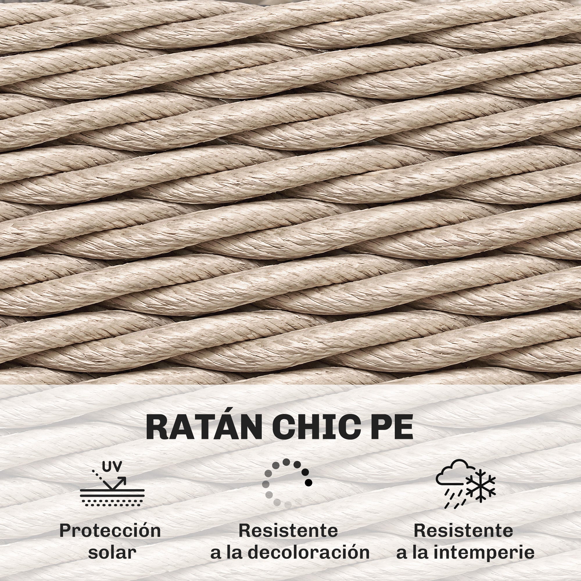 Outsunny Mesa de Jardín Exterior de Ratán, Mesita Auxiliar de Jardín con Estante, Tablero de Vidrio Templado, Estructura de Metal, para Terraza, Patio, Balcón, 65x65x50 cm, Amarillo