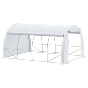 Outsunny Invernadero de Exterior 4x3x2 m Invernadero de Túnel con Puerta y 8 Ventanas de Malla Enrollables Invernadero de Huerto para Patio Jardín Blanco