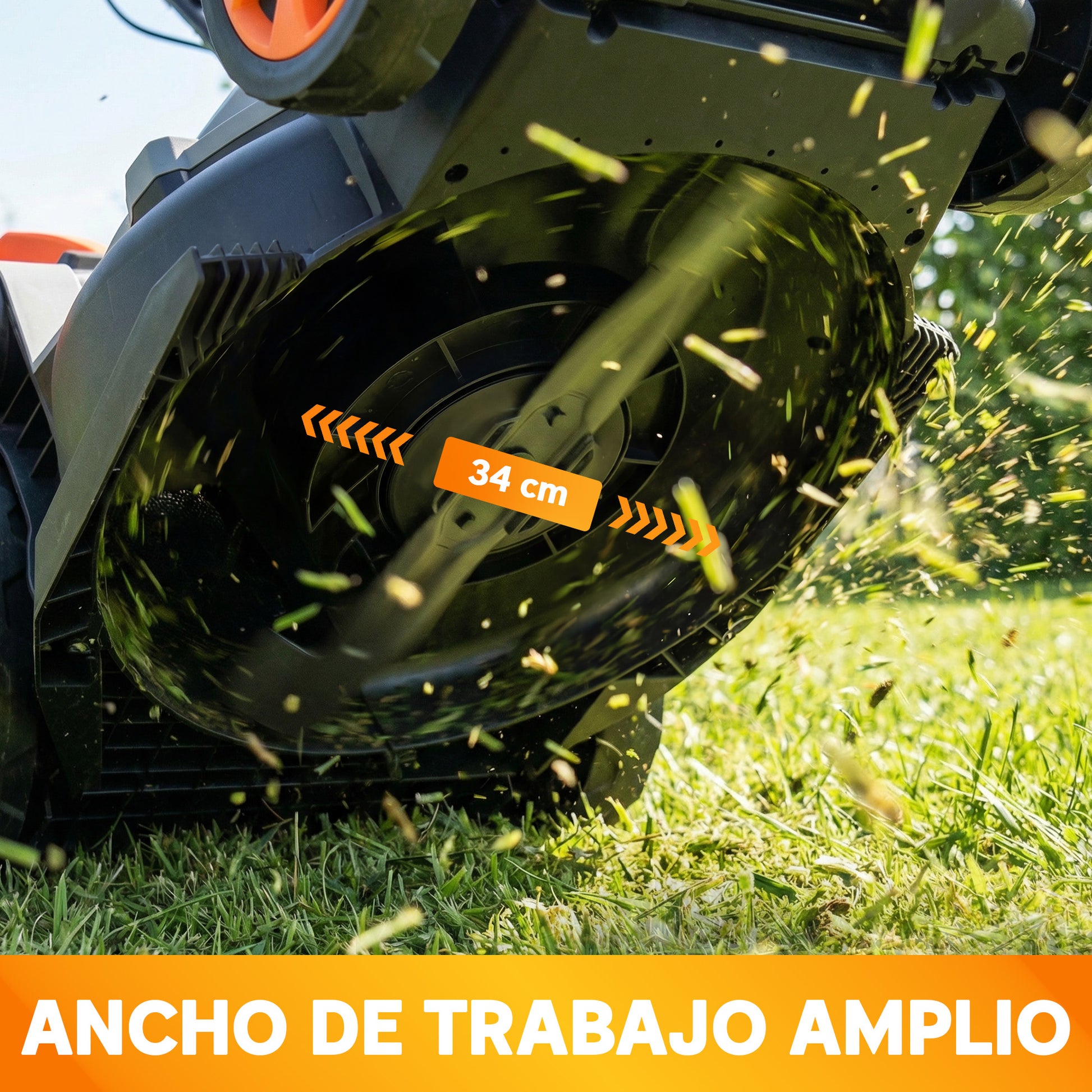 Outsunny Cortacésped a Batería Inalámbrico 18V, 2 Baterías de 4Ah, Ancho de Corte 34 cm hasta 400 m², Función Mulching, Motor sin Escobillas 700 W, Bolsa 35L, 6 Alturas Corte 25-75 mm, Mango Ajustable