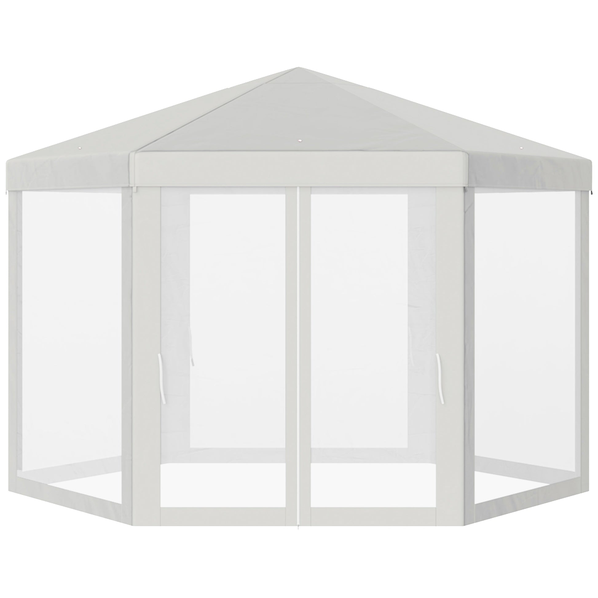 Outsunny Carpa Gazebo tipo Cenador Hexagonal con Mosquitera para Jardín y Terraza Ø1.97 m Material de Poliéster Impermeable (Crema)