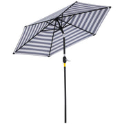 Outsunny Sombrilla Terraza Exterior, Ø230x216 cm, Sombrilla de Jardín con Ángulo Ajustable y Manivela, Impermeable, Parasol para Patio, Terraza, Azul y Blanco