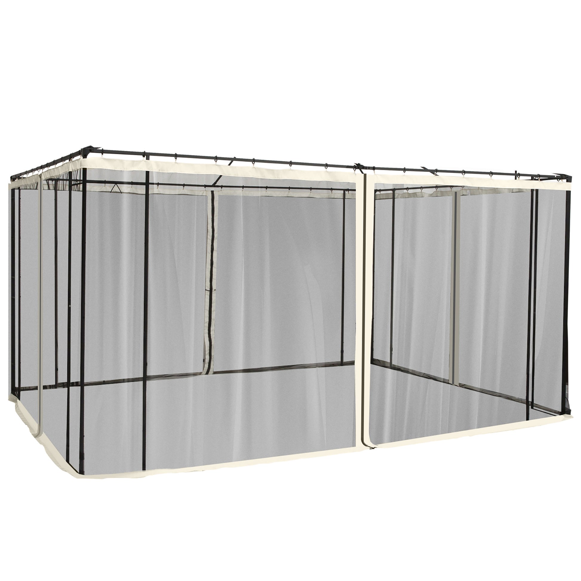 Outsunny 4 Paneles Laterales 3,4x2 cm para Carpa de Jardín Tela Mosquitera para Cenador Gazebo con Cremalleras y Anillas Negro