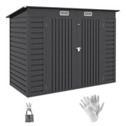 Outsunny Caseta de Jardín Exterior 2,7m² 249x121x183 cm Cobertizo de Jardín Exterior con Doble Puerta 2 Ventilaciones y Pestillo Cobertizo para Terraza Patio Fácil Montar Gris