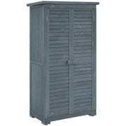 Outsunny Cobertizo de Madera Caseta de Madera 0,31 m² 87x46,5x160 cm Armario Exterior de Madera con 2 Puertas y 2 Estantes Interior para Patio Terraza Gris