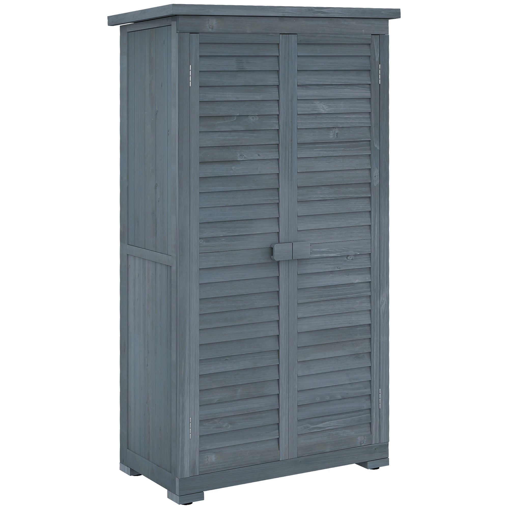 Outsunny Cobertizo de Madera Caseta de Madera 0,31 m² 87x46,5x160 cm Armario Exterior de Madera con 2 Puertas y 2 Estantes Interior para Patio Terraza Gris