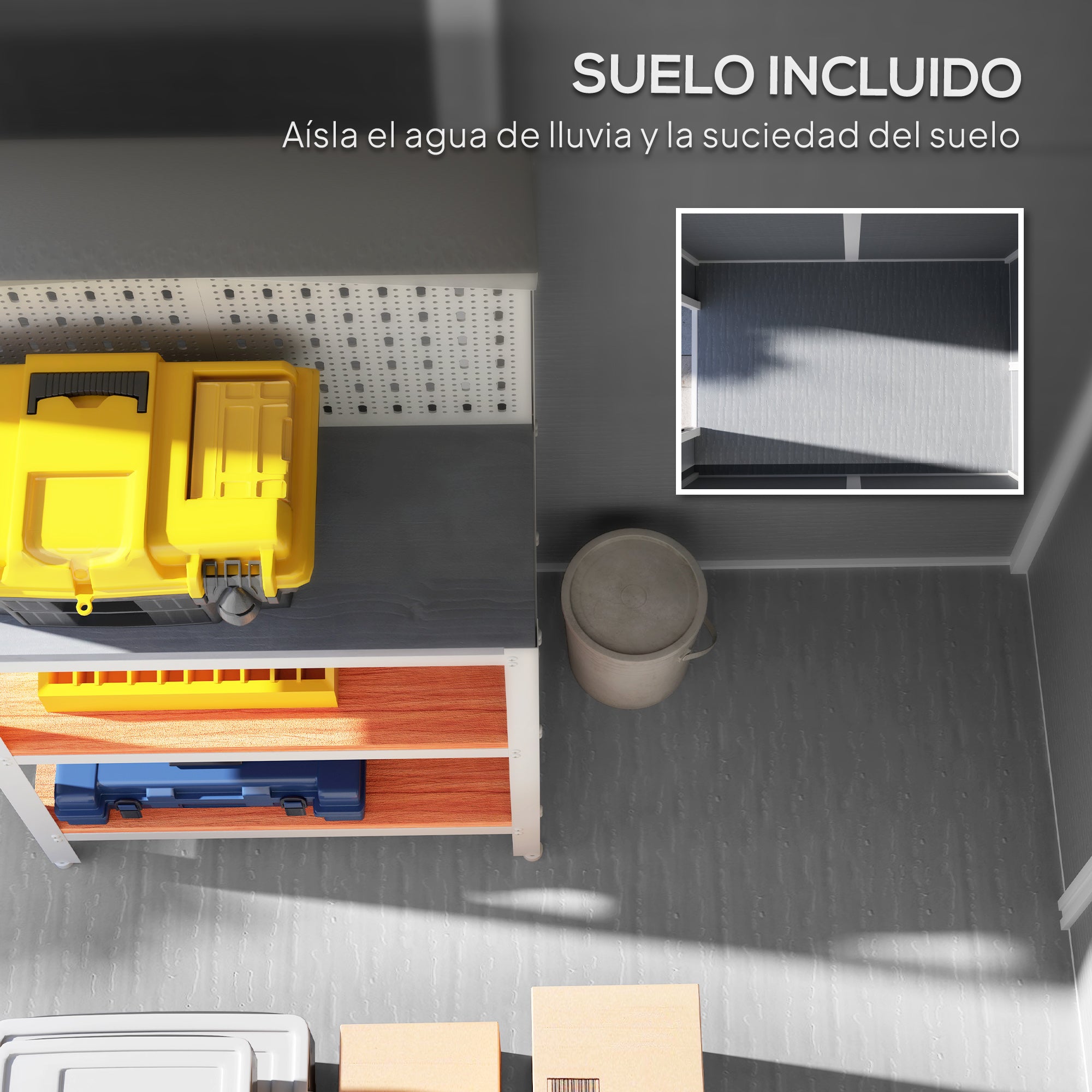 Outsunny Caseta de Jardín Exterior, 2,1 m², 131x186x198 cm, Cobertizo de Jardín Exterior con Suelo, Puerta con Cerradura, Ventana y 2 Ventilaciones, para Almacenamiento de Herramientas, Gris