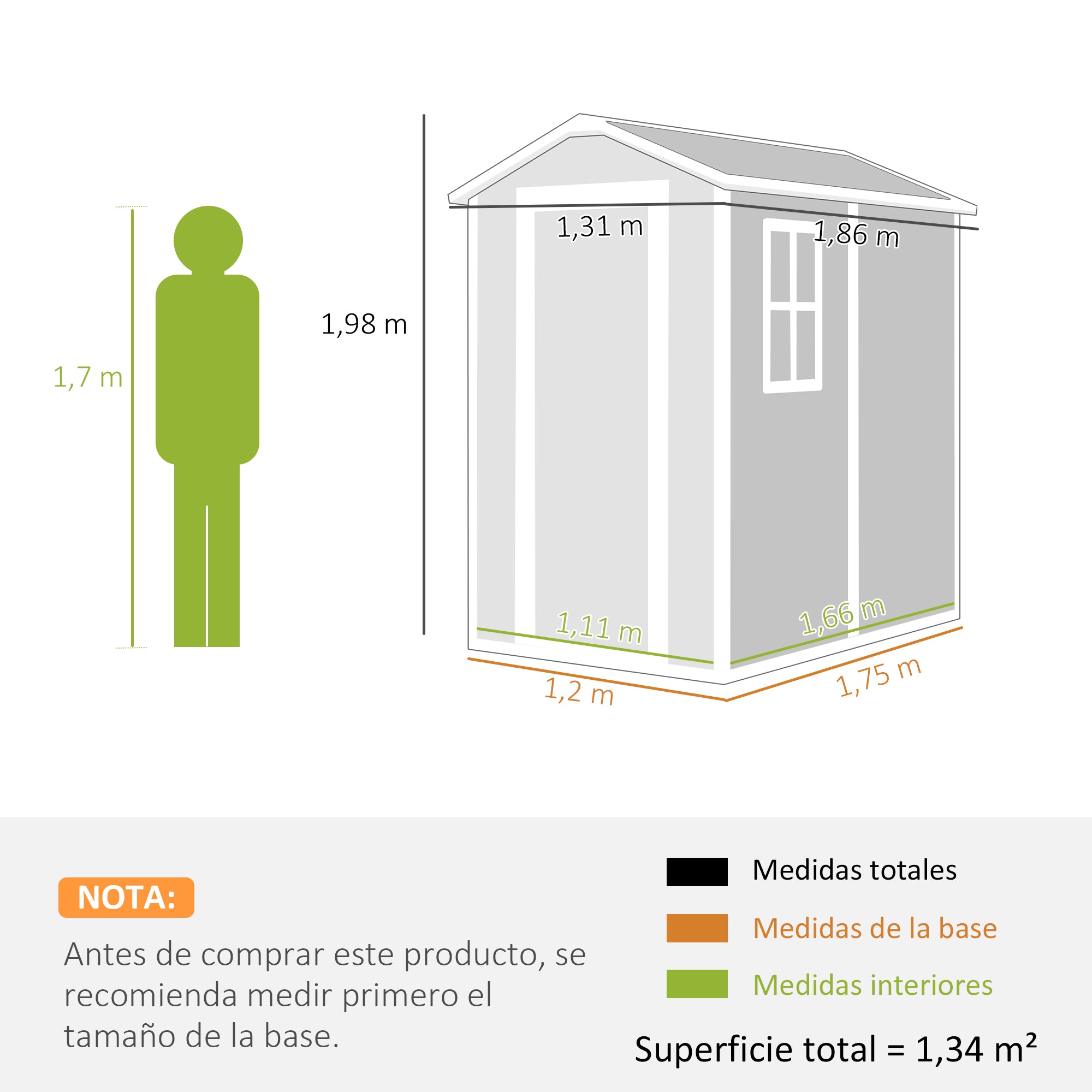 Outsunny Caseta de Jardín Exterior, 2,1 m², 131x186x198 cm, Cobertizo de Jardín Exterior con Suelo, Puerta con Cerradura, Ventana y 2 Ventilaciones, para Almacenamiento de Herramientas, Gris