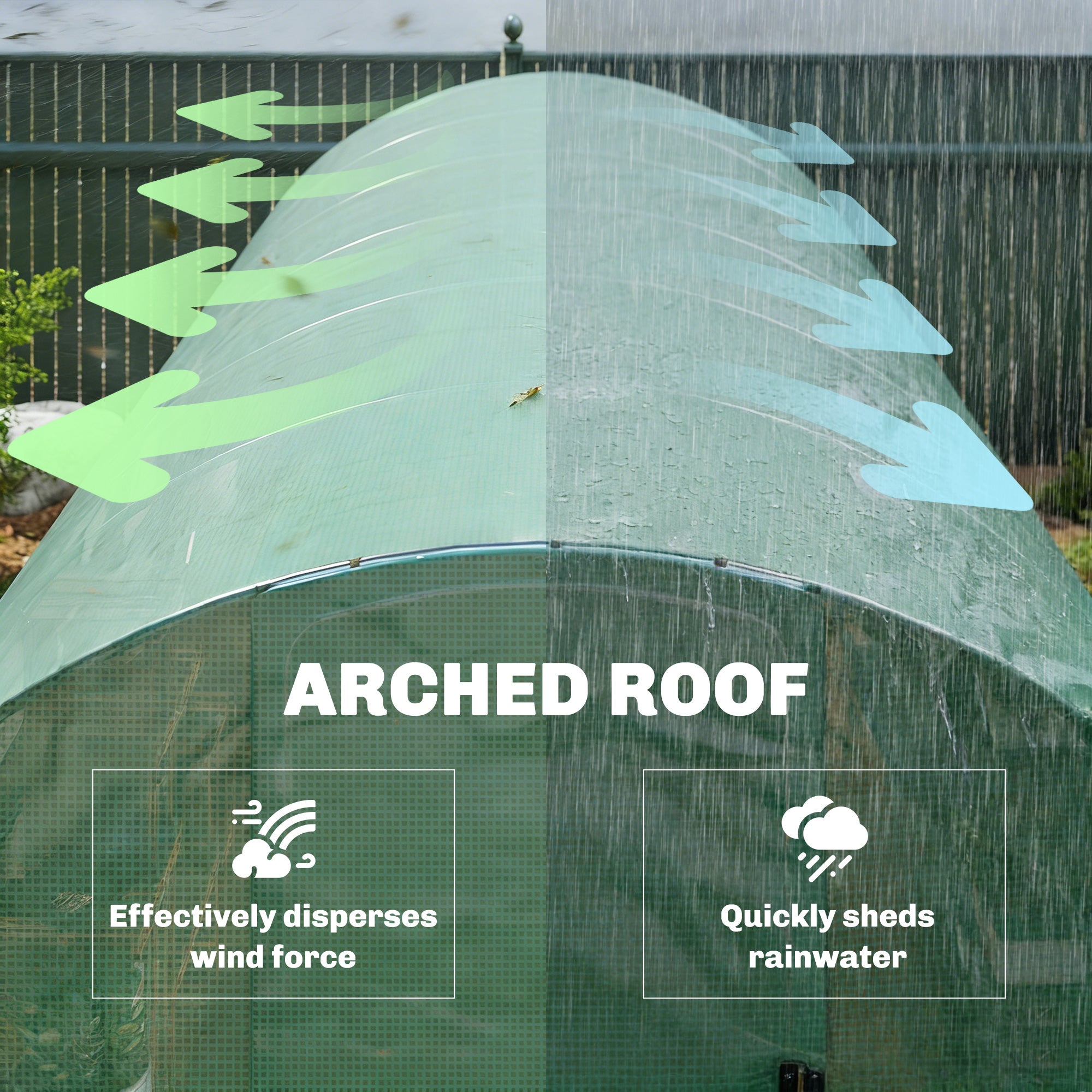 Outsunny Invernadero de Exterior 6x3x2 m, Invernadero de Túnel con Puerta con Bisagras, Ventanas de Malla, Cubierta PE 140g/m² y Marco de Acero Galvanizado, Anti-UV, Impermeable, para Cultivos, Verde