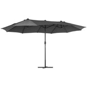 Outsunny Sombrilla Doble 4,55x2,65 m Sombrilla Terraza Exterior con Manivela Manual Resistente al Agua y Protección Solar Sombrilla Grande para Terraza Playa Piscina Gris