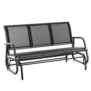 Outsunny Banco de Jardín Exterior de 3 Plazas Mecedora de Exterior con Reposabrazos Carga 300 kg para Terraza Balcón Patio 147x75x85 cm Negro