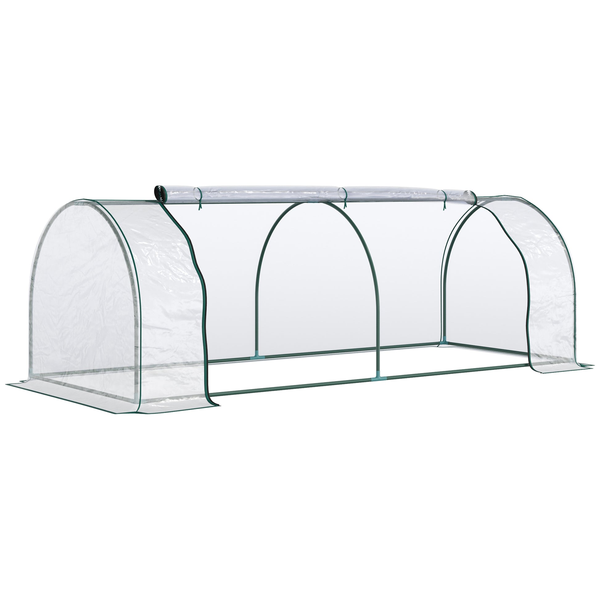 Outsunny Invernadero de Exterior 200x100x80 cm Invernadero de Jardín Tipo Túnel con Marco de Acero y Cubierta de PVC Invernadero Pequeño para Cultivo de Plantas Tomates Transparente