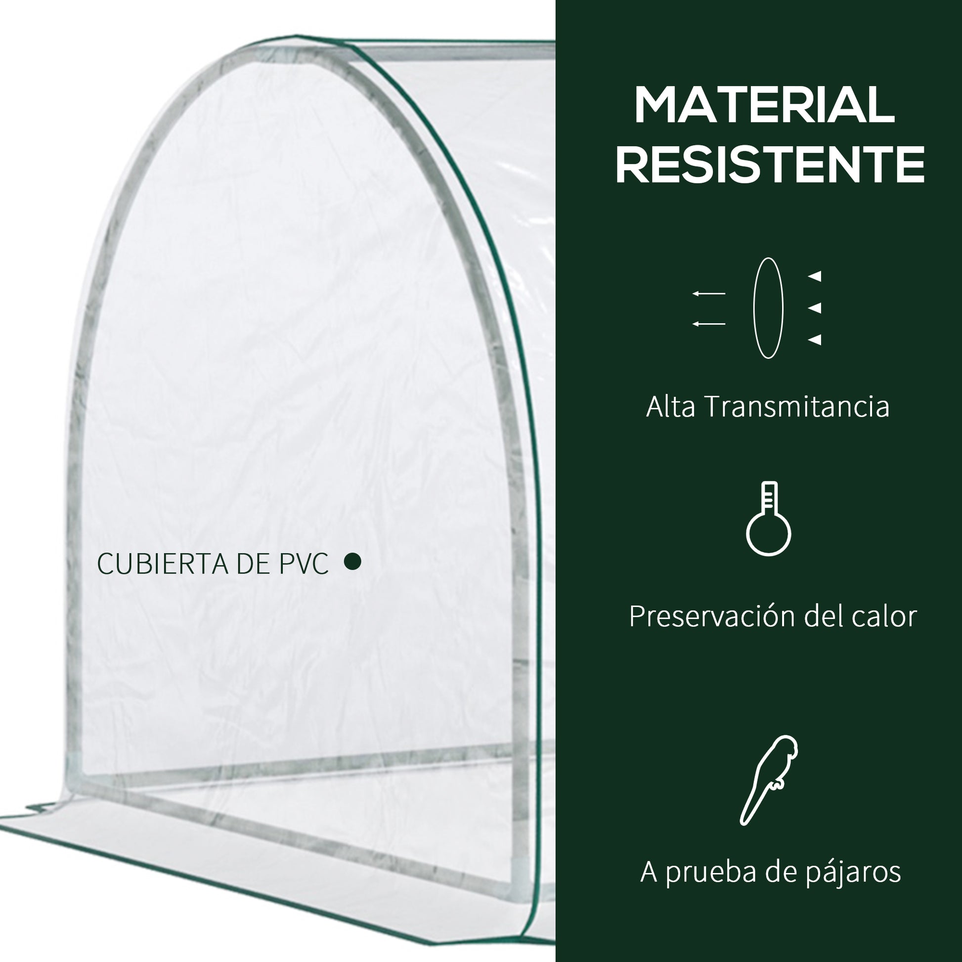 Outsunny Invernadero de Exterior 200x100x80 cm Invernadero de Jardín Tipo Túnel con Marco de Acero y Cubierta de PVC Invernadero Pequeño para Cultivo de Plantas Tomates Transparente