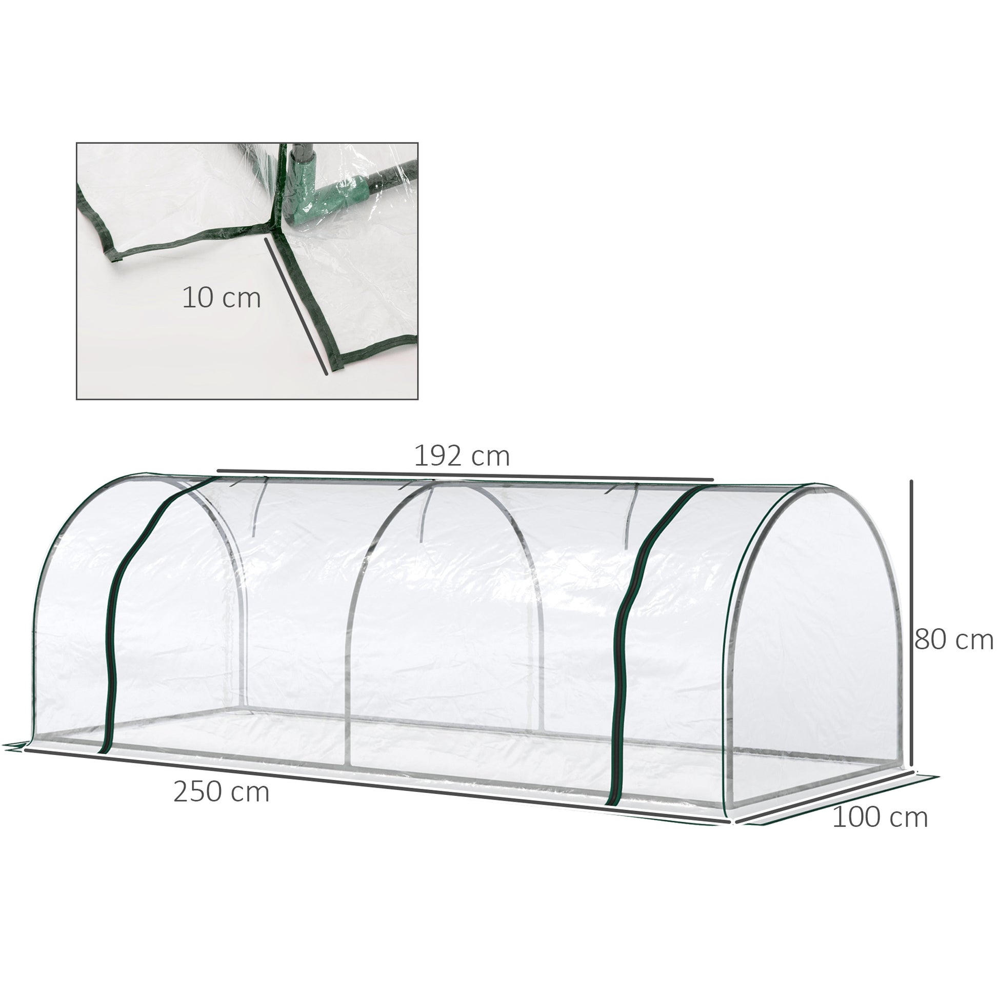 Outsunny Invernadero de Exterior 200x100x80 cm Invernadero de Jardín Tipo Túnel con Marco de Acero y Cubierta de PVC Invernadero Pequeño para Cultivo de Plantas Tomates Transparente