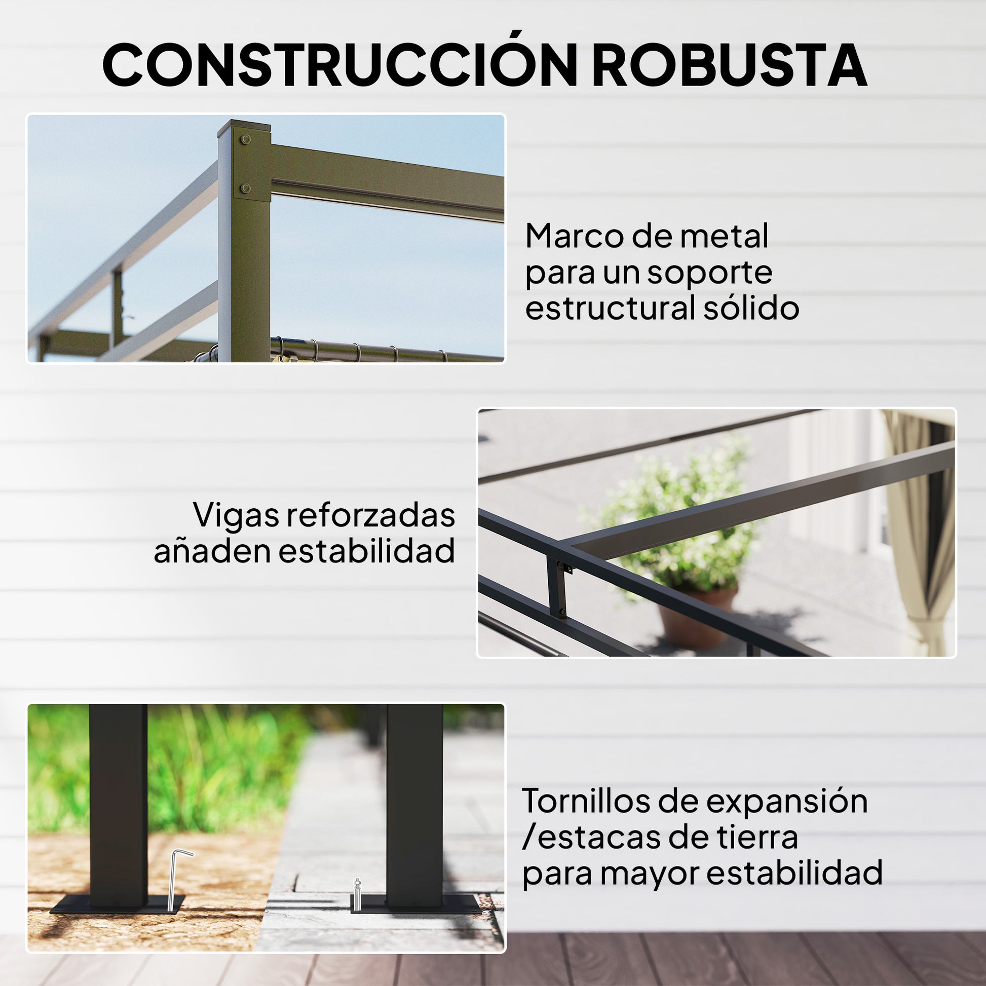 Outsunny Pérgola de Jardín 3x3 m con Techo Retráctil y 4 Cortinas, Cenador de Jardín con Protección UV30+, Impermeable, Estructura Metálica, Pabellón para Patio, Terraza, Exterior, Beige
