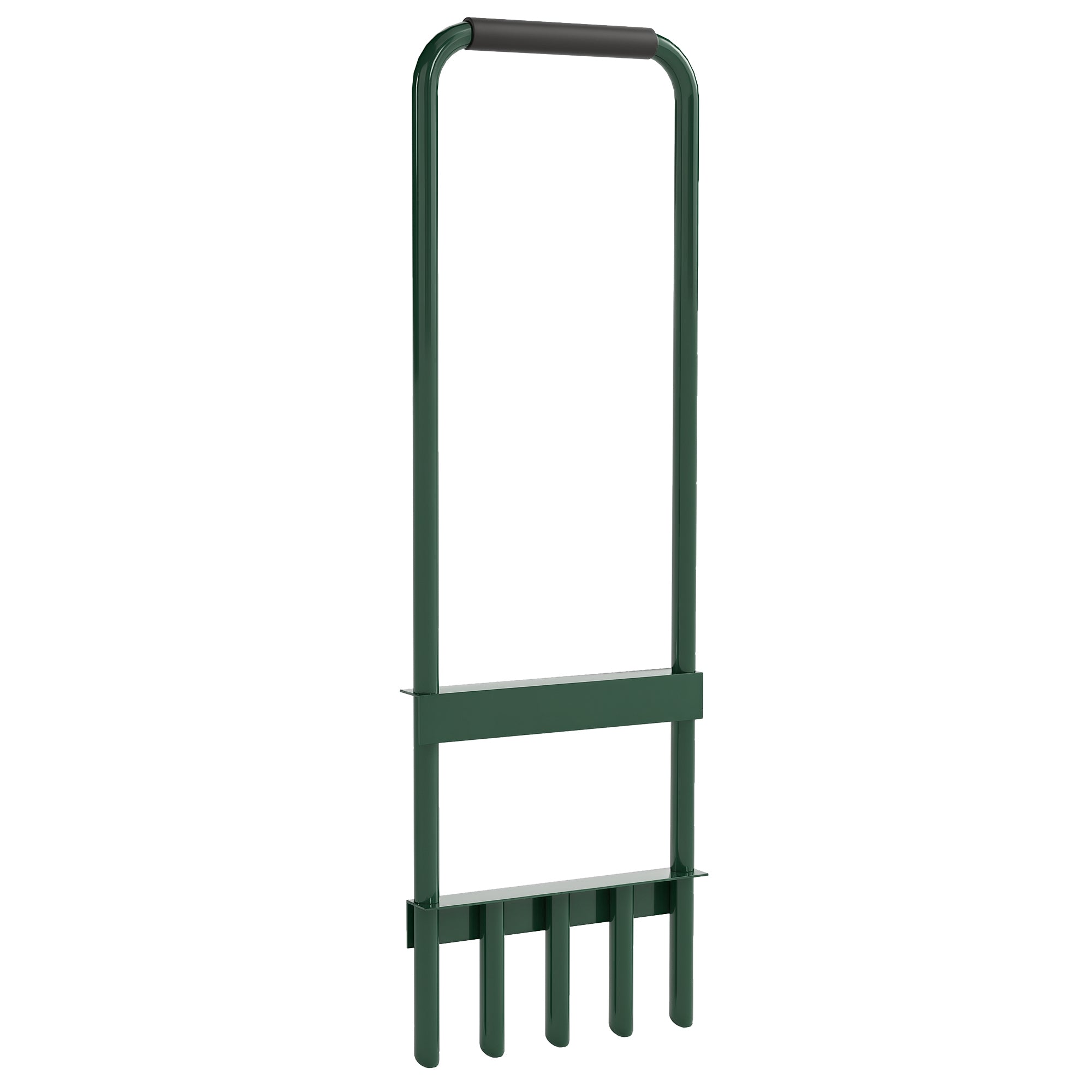 Outsunny Aireador de Césped Manual, Aireador de 5 Púas Huecas con Mango Antideslizante, Herramienta de Perforación de Césped para Cuidado de Jardines y Patios, Verde Oscuro