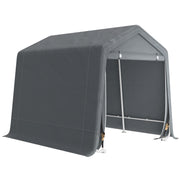 Outsunny Carpa de Jardín Exterior para Herramientas, Bicicletas, 2,4x2x2 m, Cobertizo Exterior con Marco de Metal, 2 Puertas Enrollables con Cremallera, Impermeable, Anti-UV, Garaje Portátil, Gris
