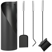 Outsunny Juego Utensilios Chimenea de 4 Piezas, Juego de Accesorios para Chimenea de Metal con Escoba, Pala, Atizador y Cubo, 20x20x65 cm, Negro y Plateado