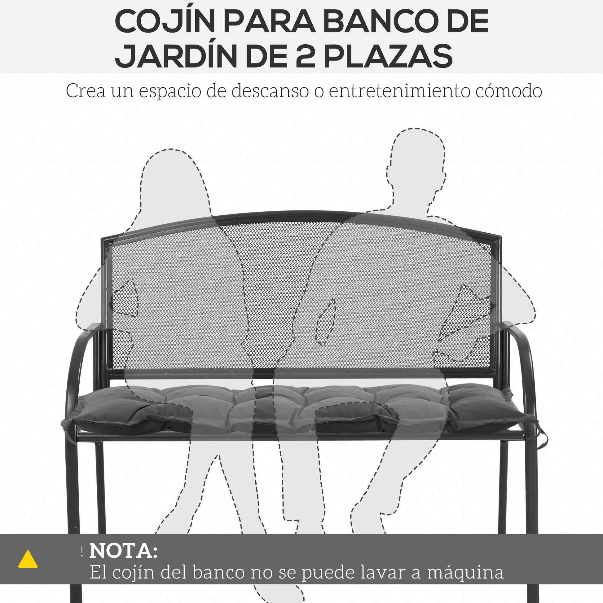 Outsunny Cojín para Banco de Jardín Acolchado 100x40x10 cm Cojín Rectangular para Interior y Exterior con Relleno Grueso y Cintas de Sujeción Gris Oscuro