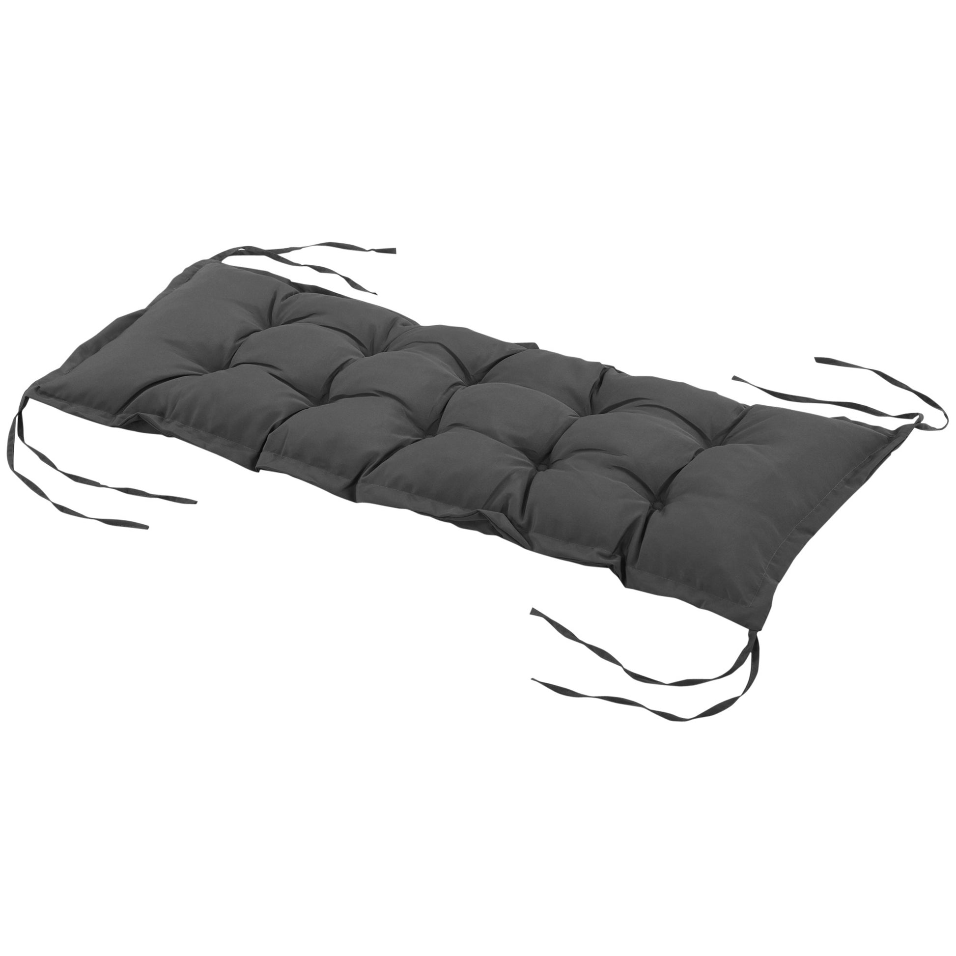 Outsunny Cojín para Banco de Jardín Acolchado 100x40x10 cm Cojín Rectangular para Interior y Exterior con Relleno Grueso y Cintas de Sujeción Gris Oscuro