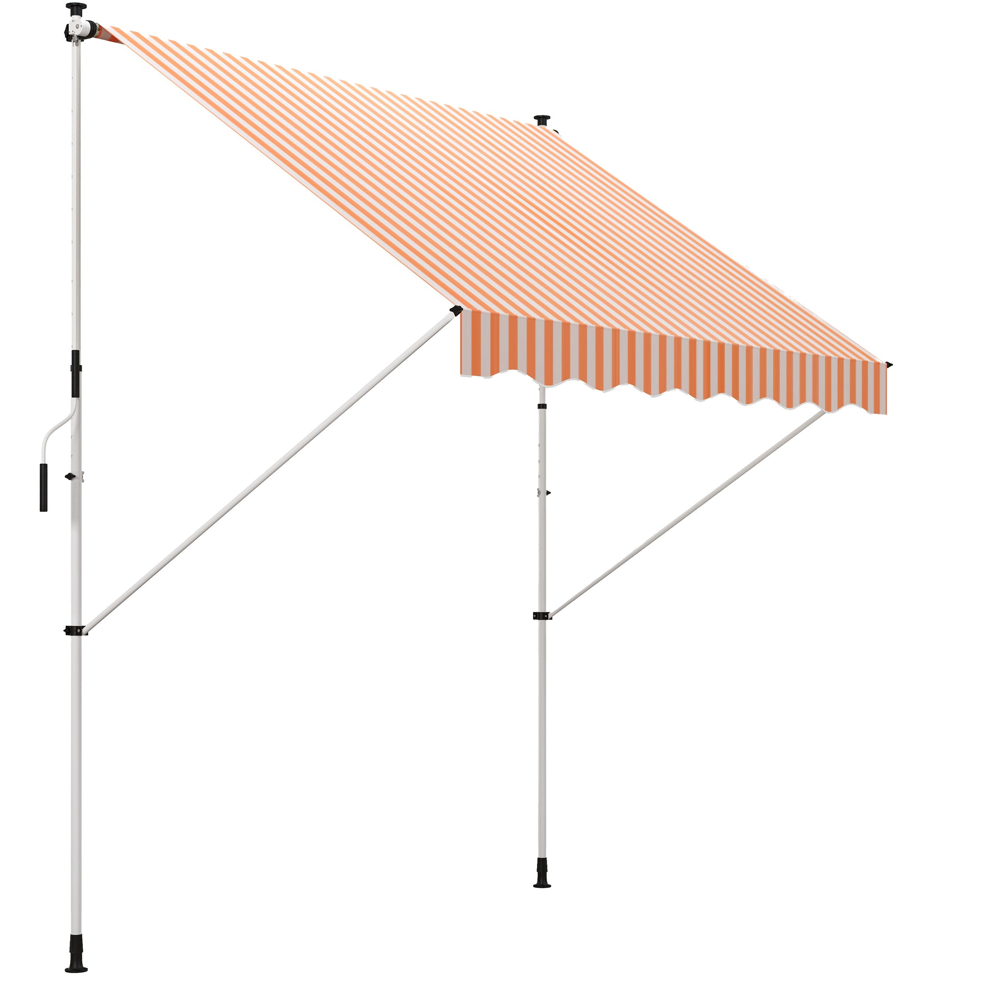 Outsunny Toldo Manual Retráctil 3x1,5 m Toldo Exterior Terraza Enrollable Altura Ajustable con Manivela 170-280 cm Sin Taladro para Balcón Jardín Naranja