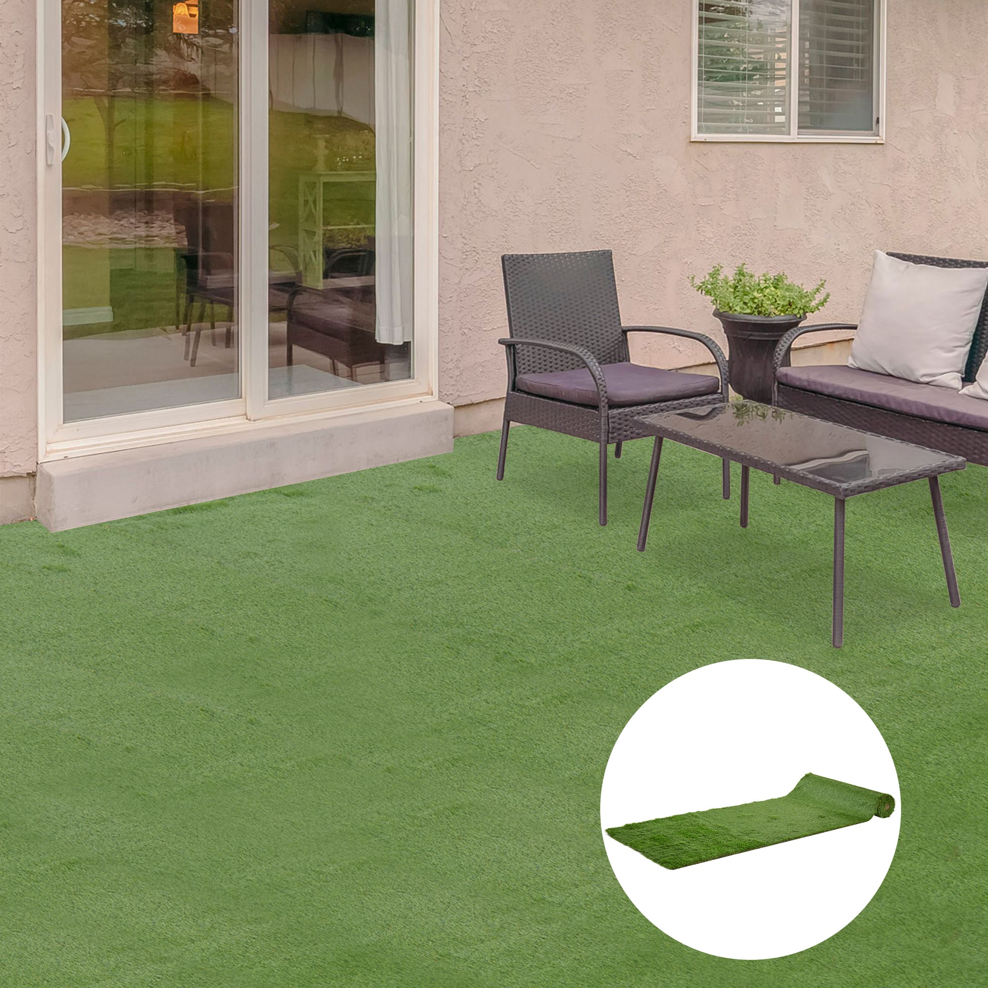 Outsunny Césped Artificial 40 mm Rollos de 1x4 m Realista Protección UV Inocuidad Ignífugo para Terraza Jardín Balcón con Orificios de Drenaje Alta Densidad Verde