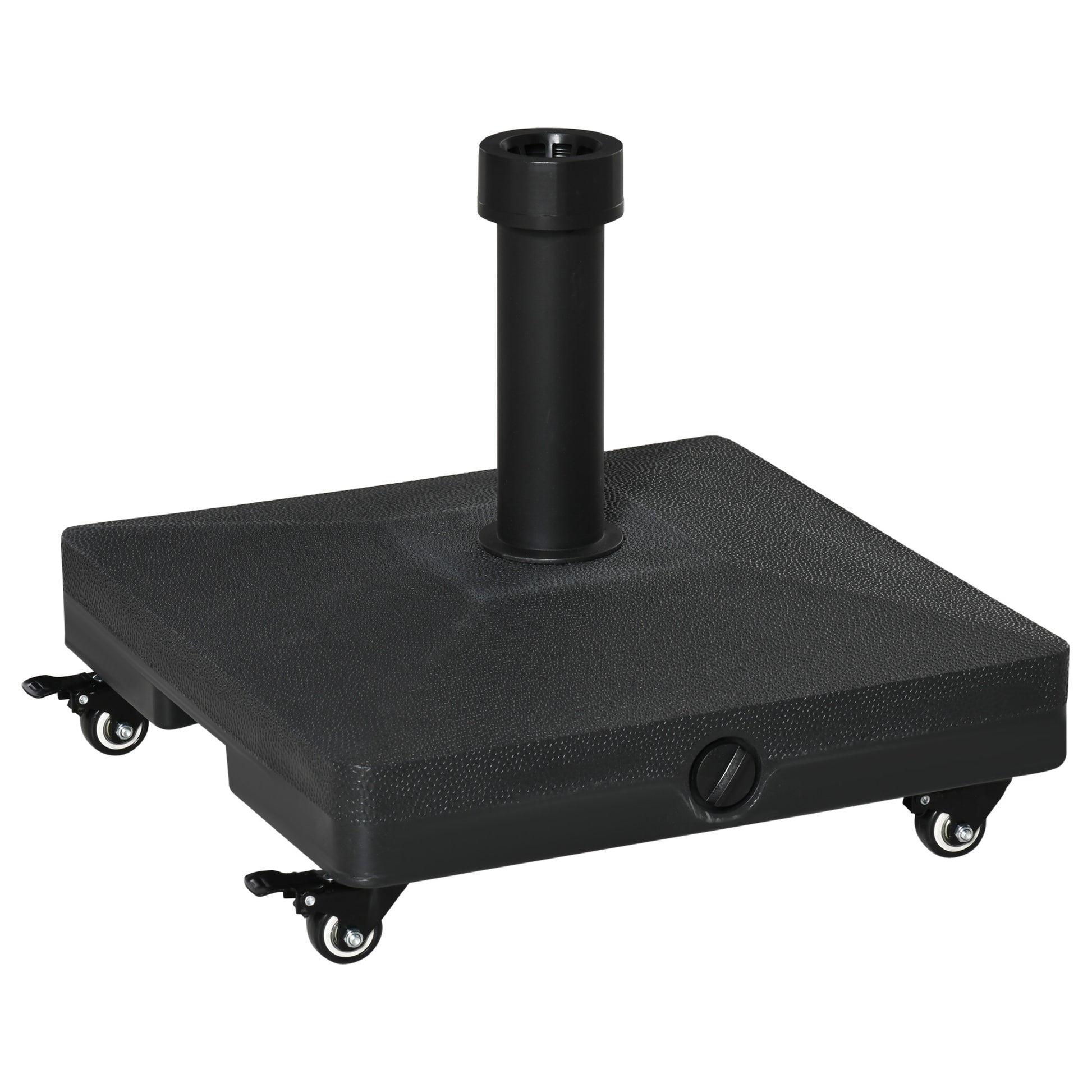Outsunny Base de Sombrilla con 4 Ruedas Bloqueables Soporte de Parasol Rellenable de Arena 18 kg o Agua 16 kg para Jardín Patio Terraza 45x45x39 cm Negro
