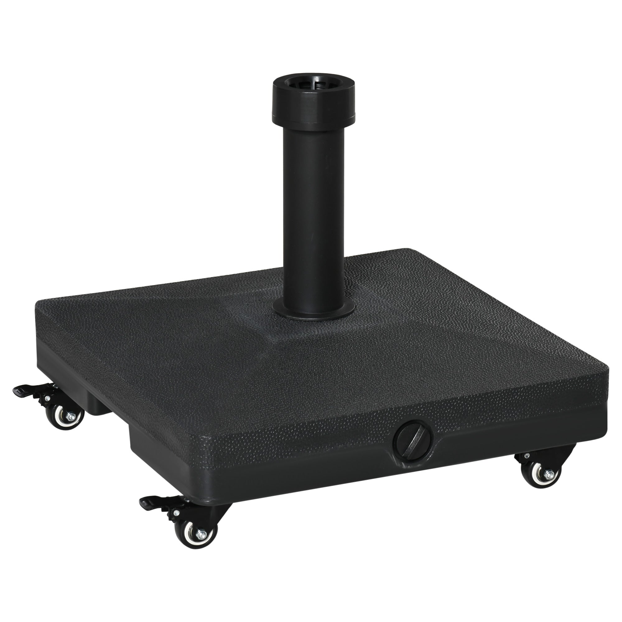 Outsunny Base de Sombrilla con 4 Ruedas Bloqueables Soporte de Parasol Rellenable de Arena 18 kg o Agua 16 kg para Jardín Patio Terraza 45x45x39 cm Negro