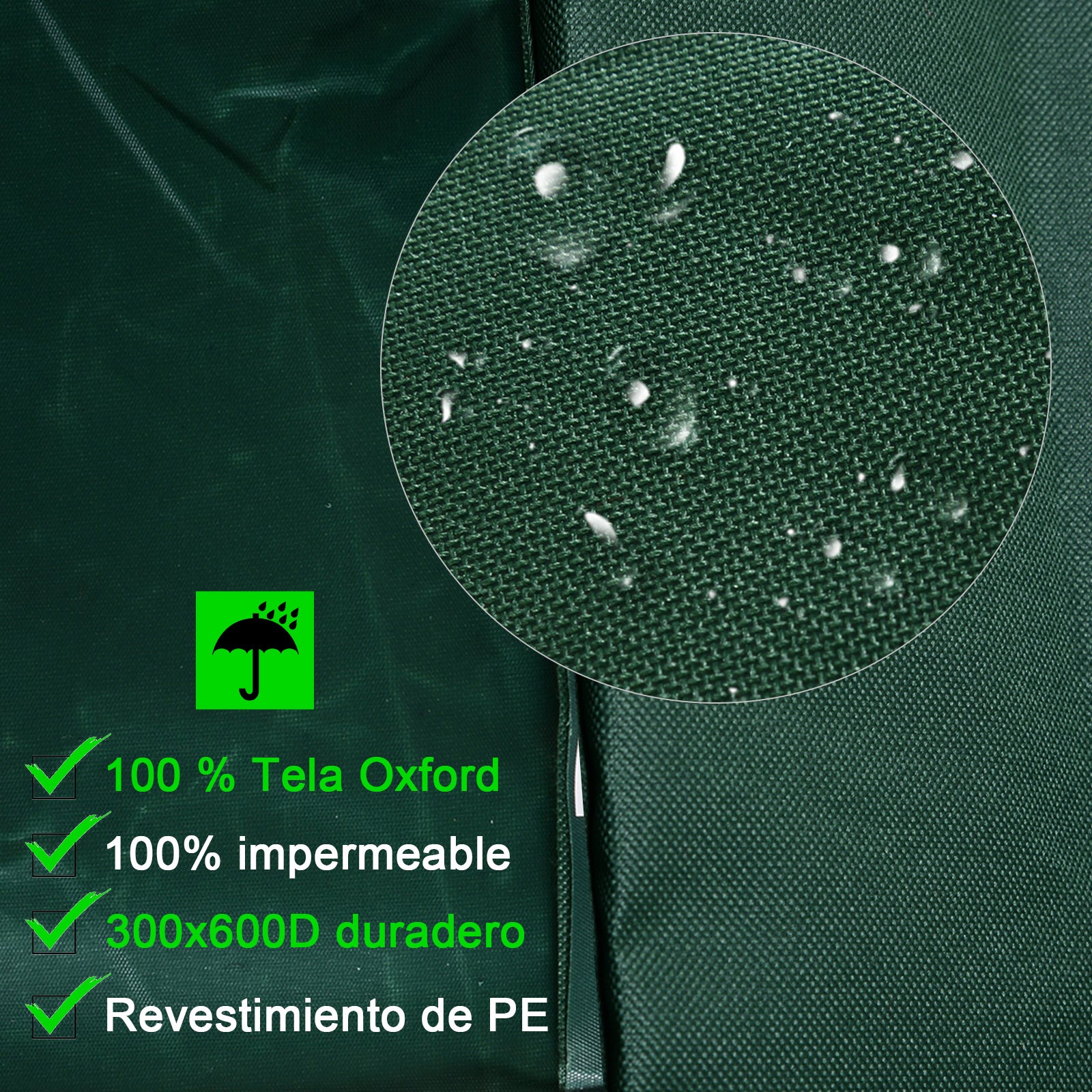 Outsunny Funda para Muebles de Jardín 245x165x55 cm Cubierta de Protección de Exterior con Ojales de Aluminio y Tela Oxford Impermeable para Terraza Patio Balcón Verde