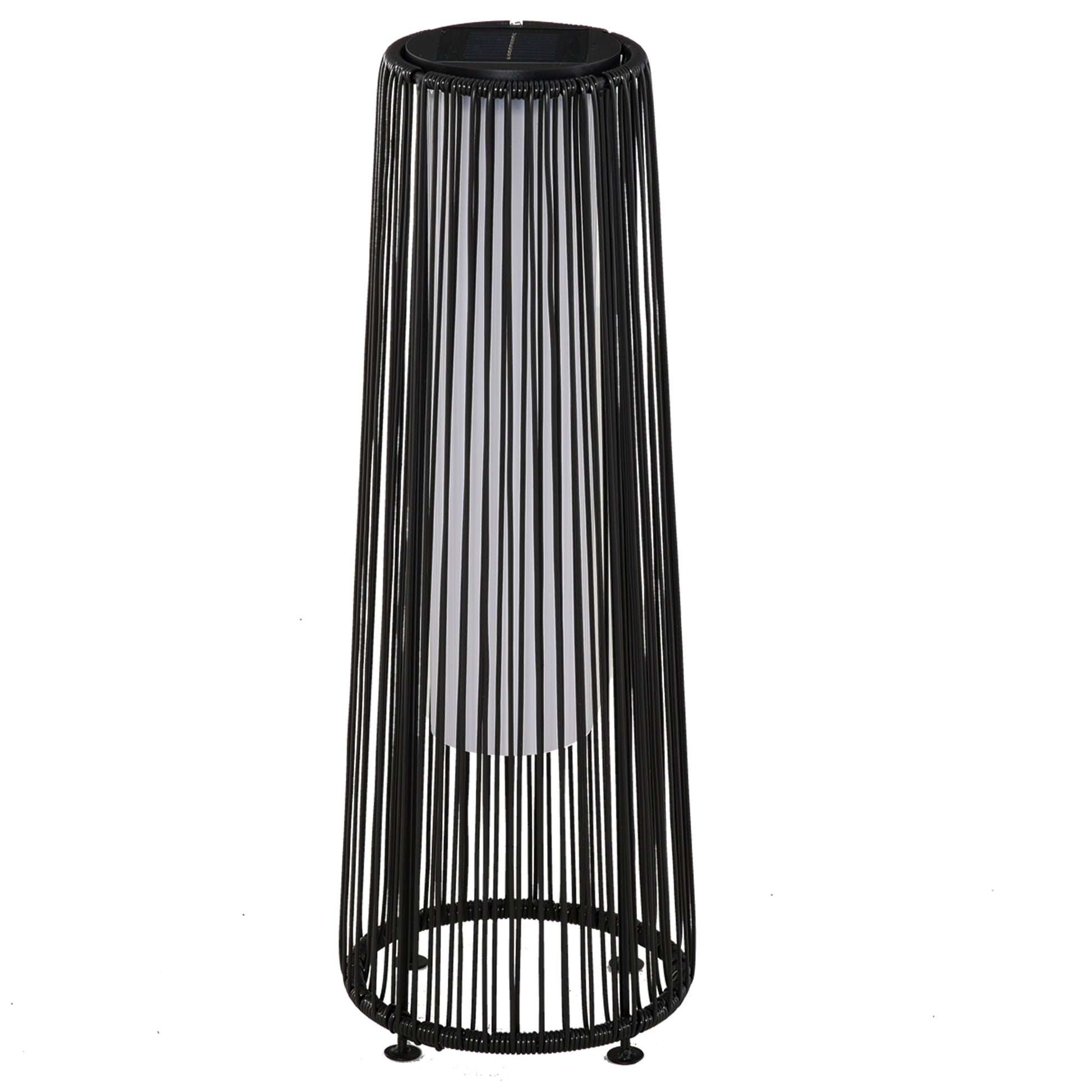 Outsunny Lámpara de Pie de Mimbre Ratán de Energía Solar con LED 0,8 W Interruptor de Control de Luz Automático Decoración para Exterior Ø21,5x61 cm Negro