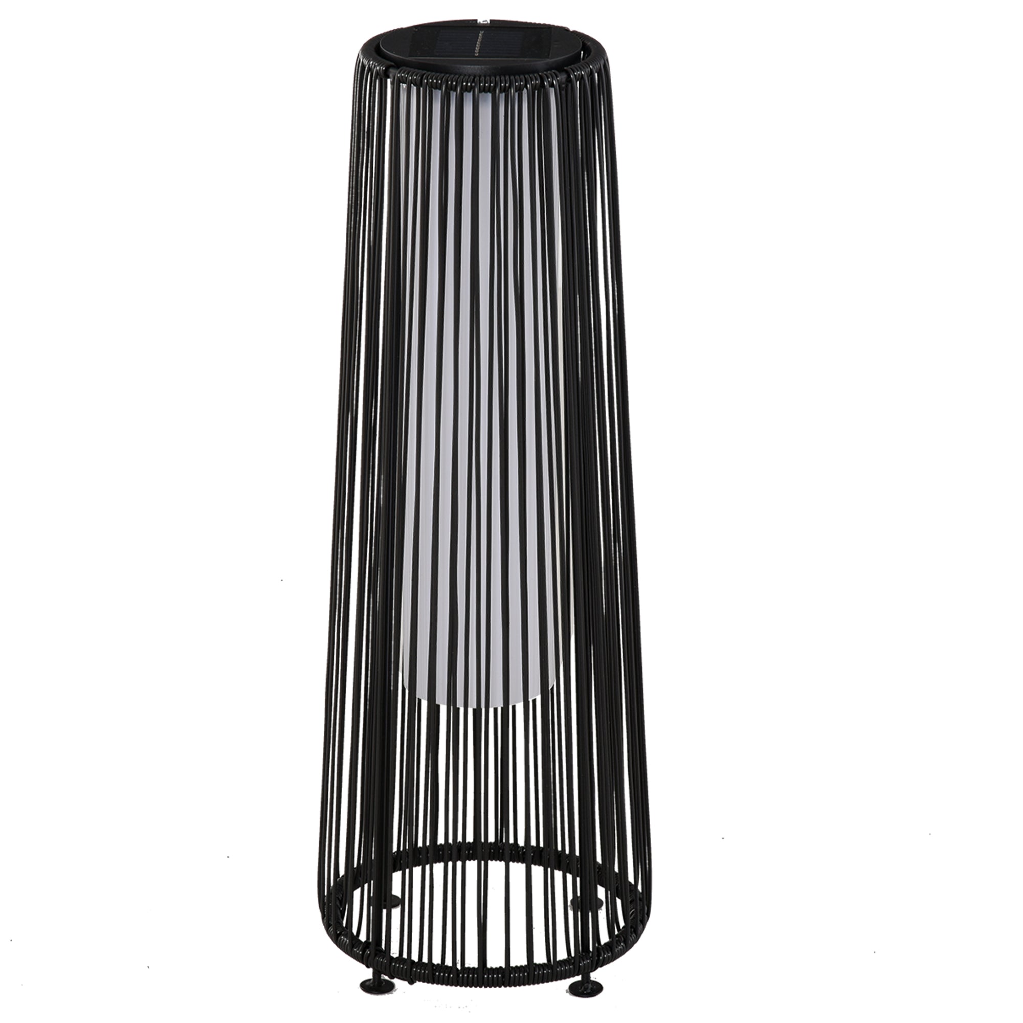 Outsunny Lámpara de Pie de Mimbre Ratán de Energía Solar con LED 0,8 W Interruptor de Control de Luz Automático Decoración para Exterior Ø21,5x61 cm Negro