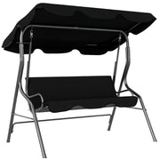 Outsunny Columpio de Jardín de 2-3 Plazas, Balancín de Exterior con Toldo Ajustable en Ángulo, Impermeable y Marco de Acero, para Patio, Balcón, 170x110x153 cm, Negro
