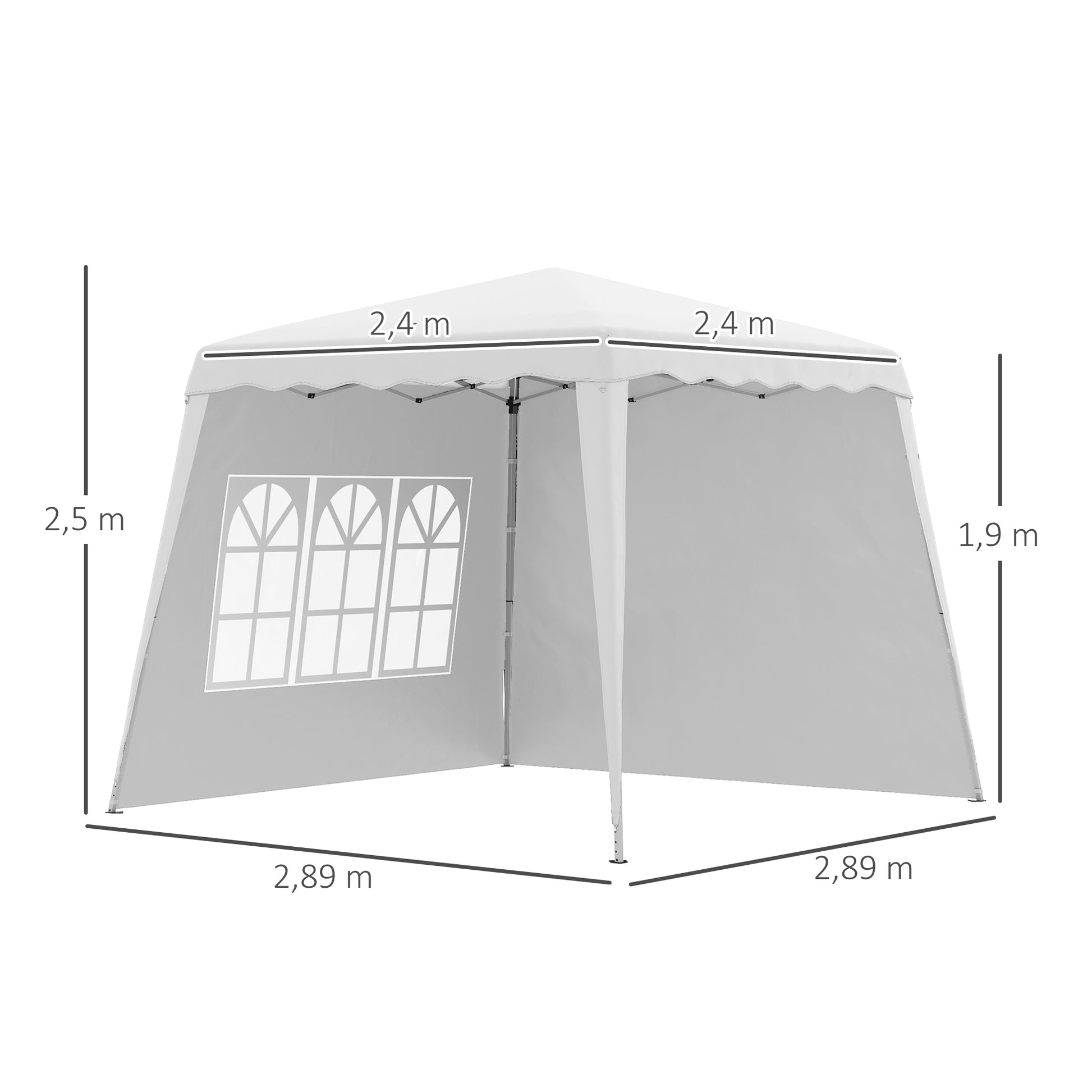 Outsunny Carpa Plegable Pop-up 3x3 m Cenador Pabellón de Jardín con 2 Paredes Laterales Altura Ajustable y Bolsa de Transporte Protección UV50+ Impermeable Gazebo para Camping Fiestas Exterior Blanco
