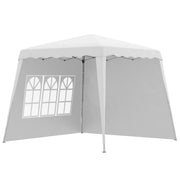 Outsunny Carpa Plegable Pop-up 3x3 m Cenador Pabellón de Jardín con 2 Paredes Laterales Altura Ajustable y Bolsa de Transporte Protección UV50+ Impermeable Gazebo para Camping Fiestas Exterior Blanco