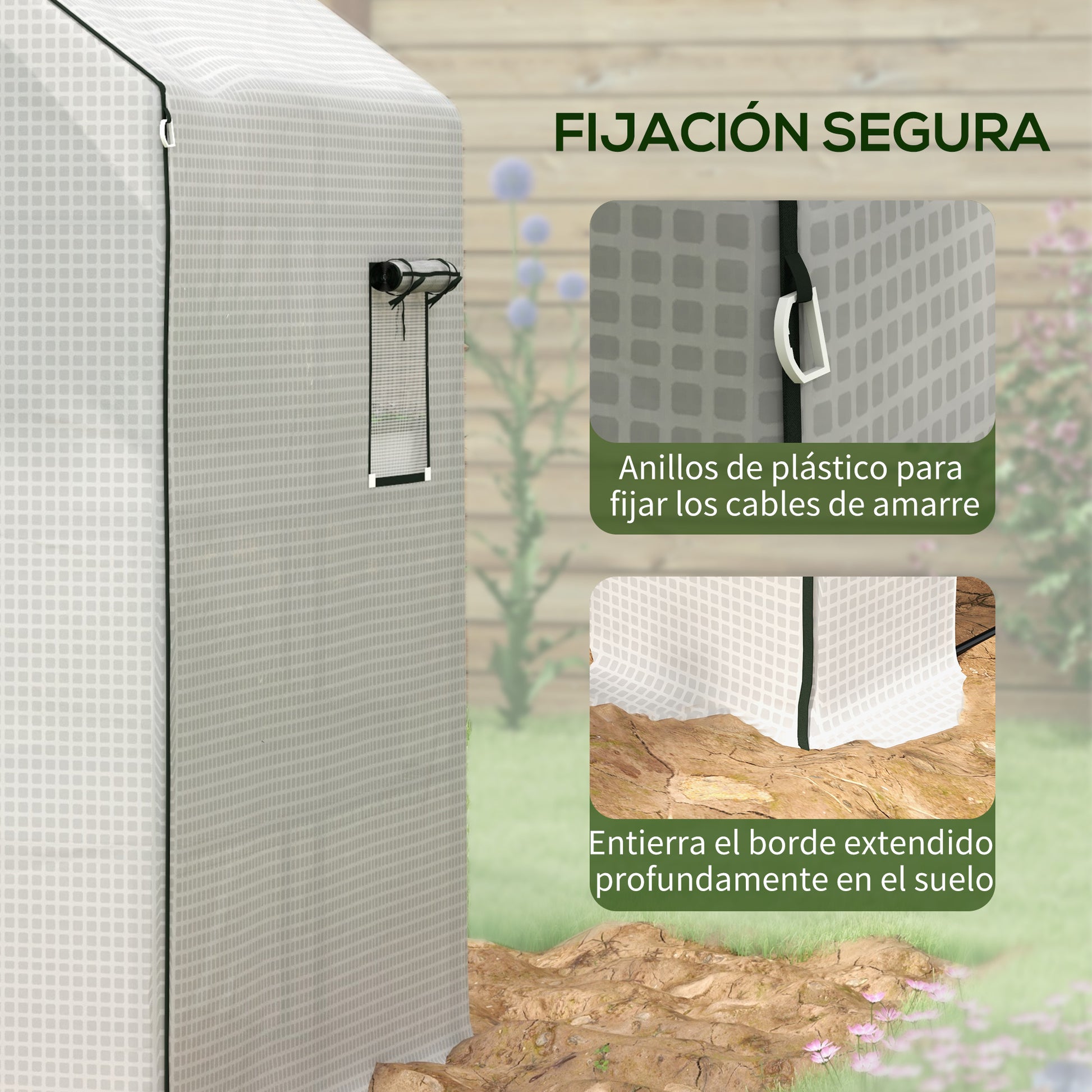 Outsunny Plástico Invernadero, 140x143x190 cm, Cubierta de Repuesto para Invernadero de Polietileno con Ventana, Puerta Enrollable, Anti-UV, para Huerto, Plantas, Agricultura, Jardín, Blanco