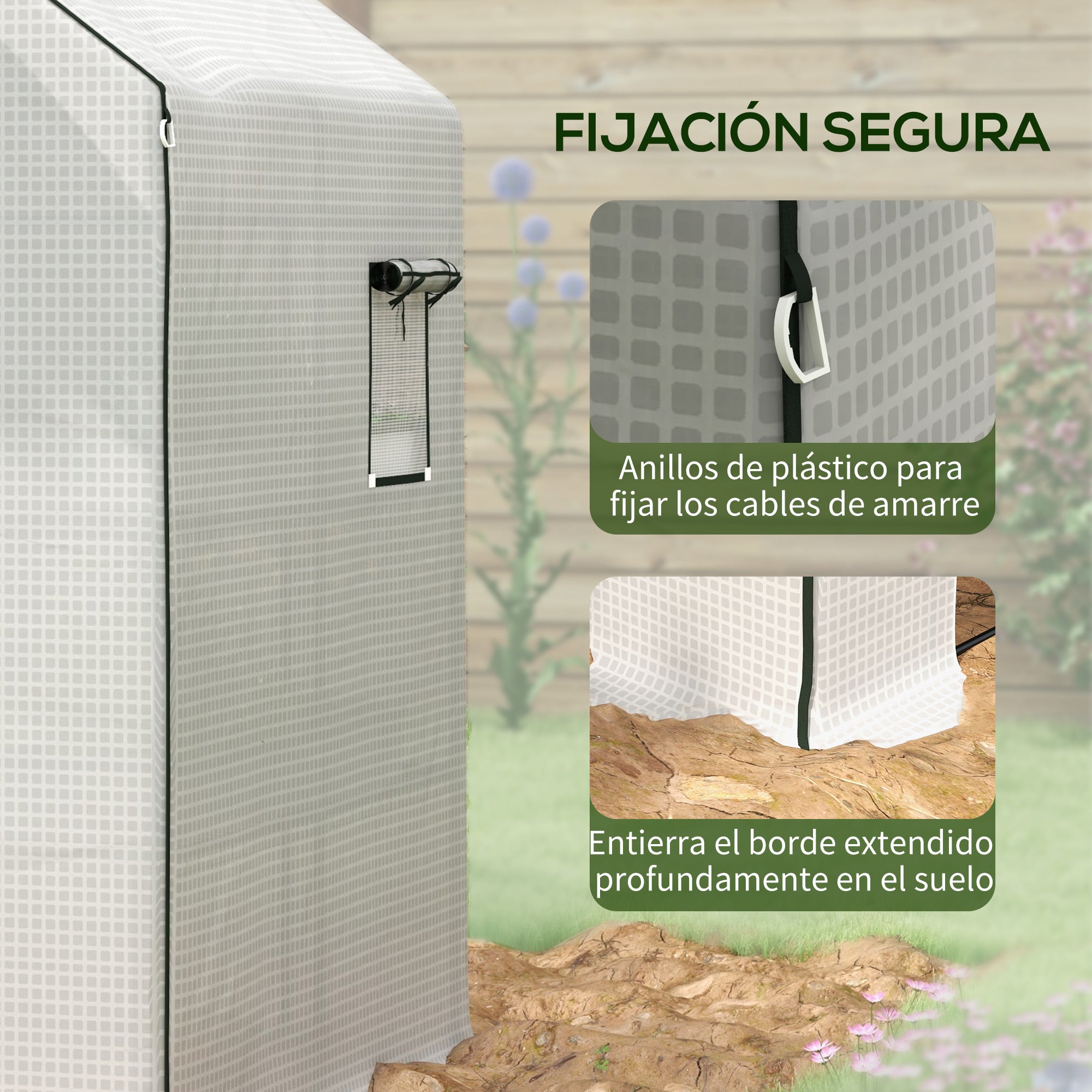 Outsunny Plástico Invernadero, 140x143x190 cm, Cubierta de Repuesto para Invernadero de Polietileno con Ventana, Puerta Enrollable, Anti-UV, para Huerto, Plantas, Agricultura, Jardín, Blanco