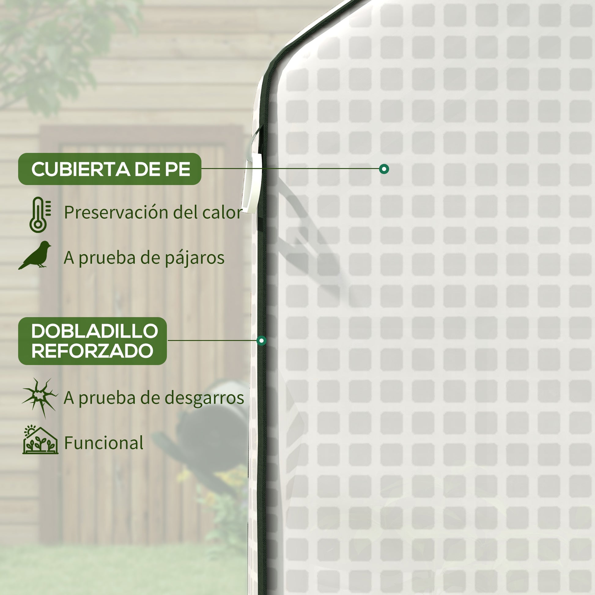 Outsunny Plástico Invernadero, 140x143x190 cm, Cubierta de Repuesto para Invernadero de Polietileno con Ventana, Puerta Enrollable, Anti-UV, para Huerto, Plantas, Agricultura, Jardín, Blanco