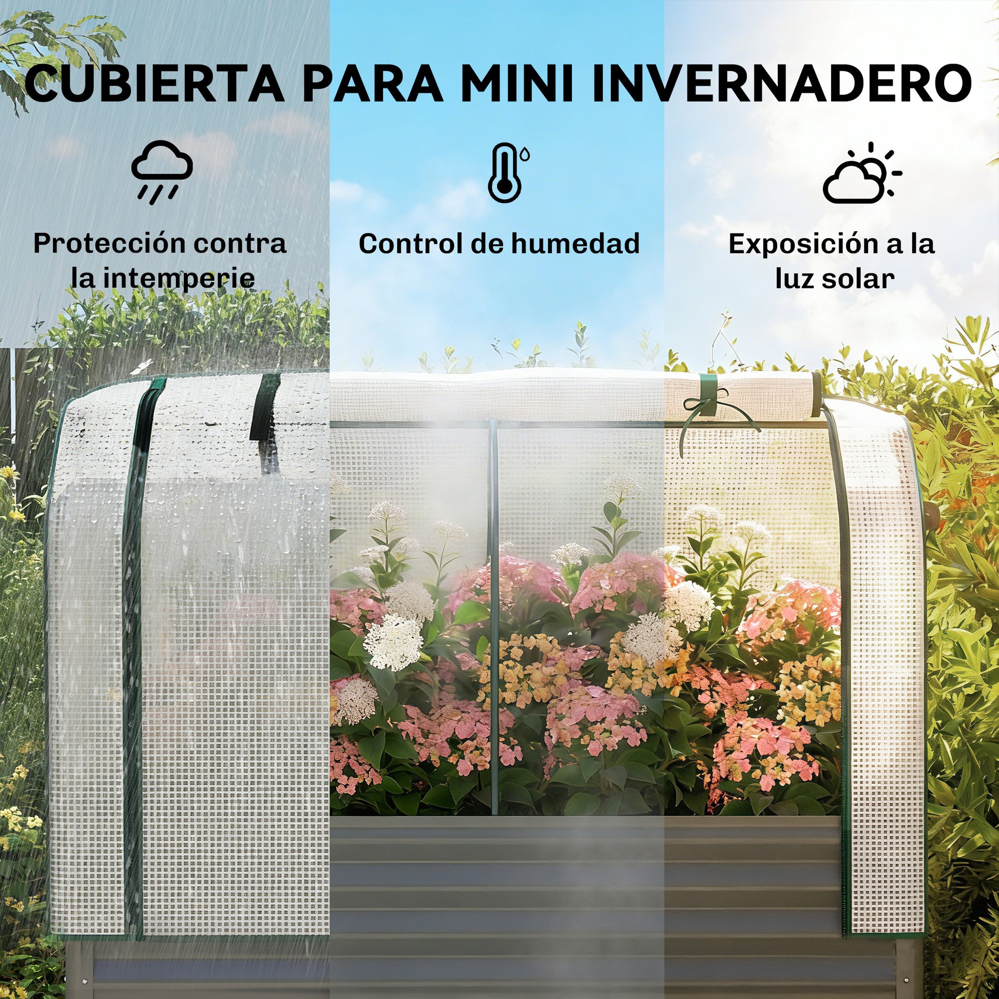 Outsunny Huerto Urbano Elevado con Cubierta de Invernadero de 140 g/m² PE, Mesa de Cultivo de Metal Galvanizado con Estante Inferior y Forro para Cultivo, Plantas y Flores, 120x55x140 cm, Gris Oscuro